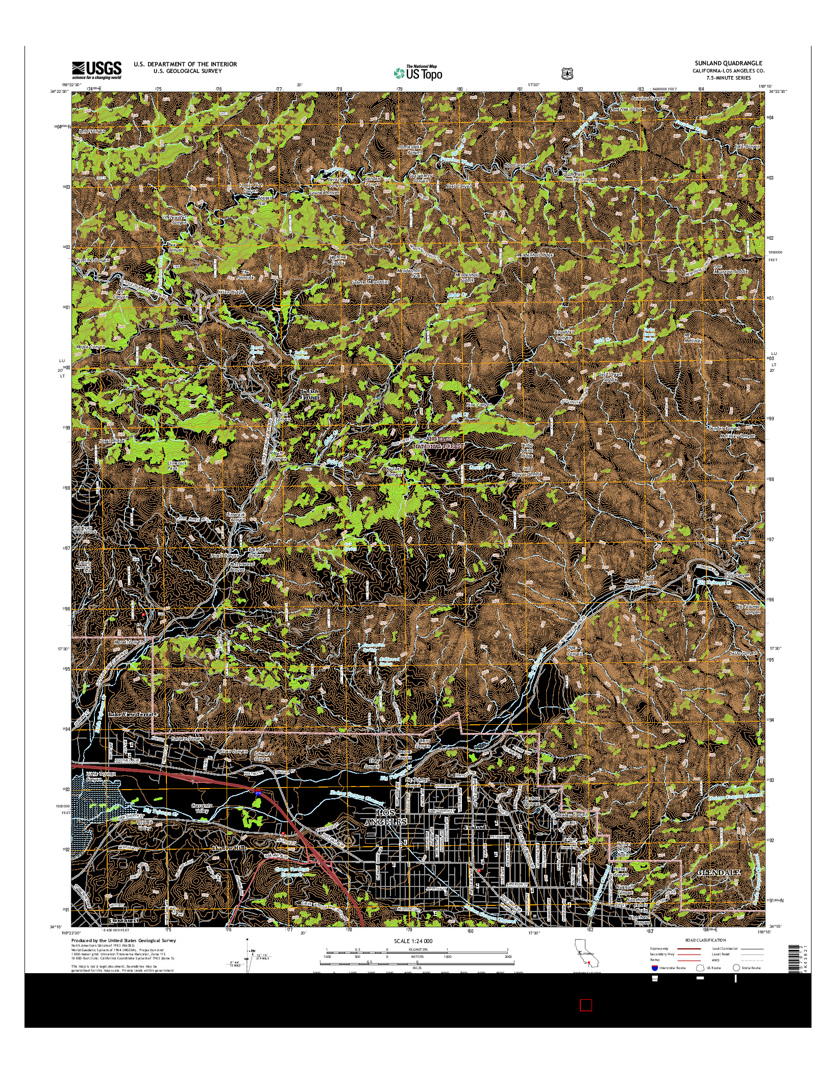 USGS US TOPO 7.5-MINUTE MAP FOR SUNLAND, CA 2015