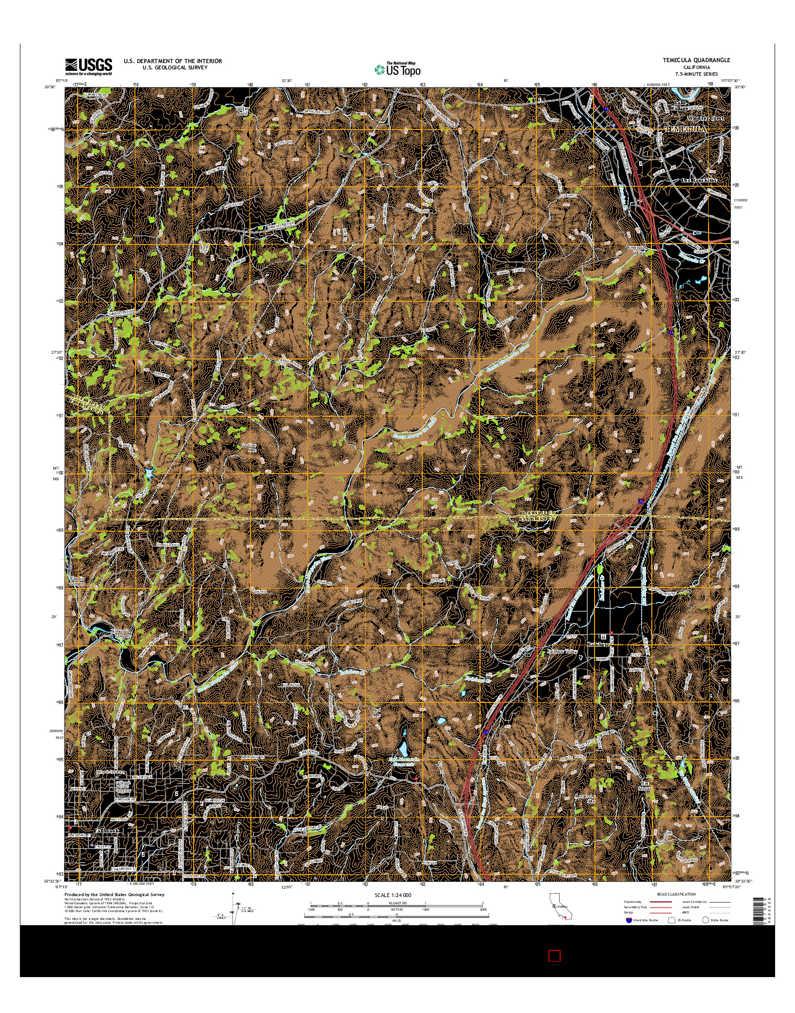 USGS US TOPO 7.5-MINUTE MAP FOR TEMECULA, CA 2015