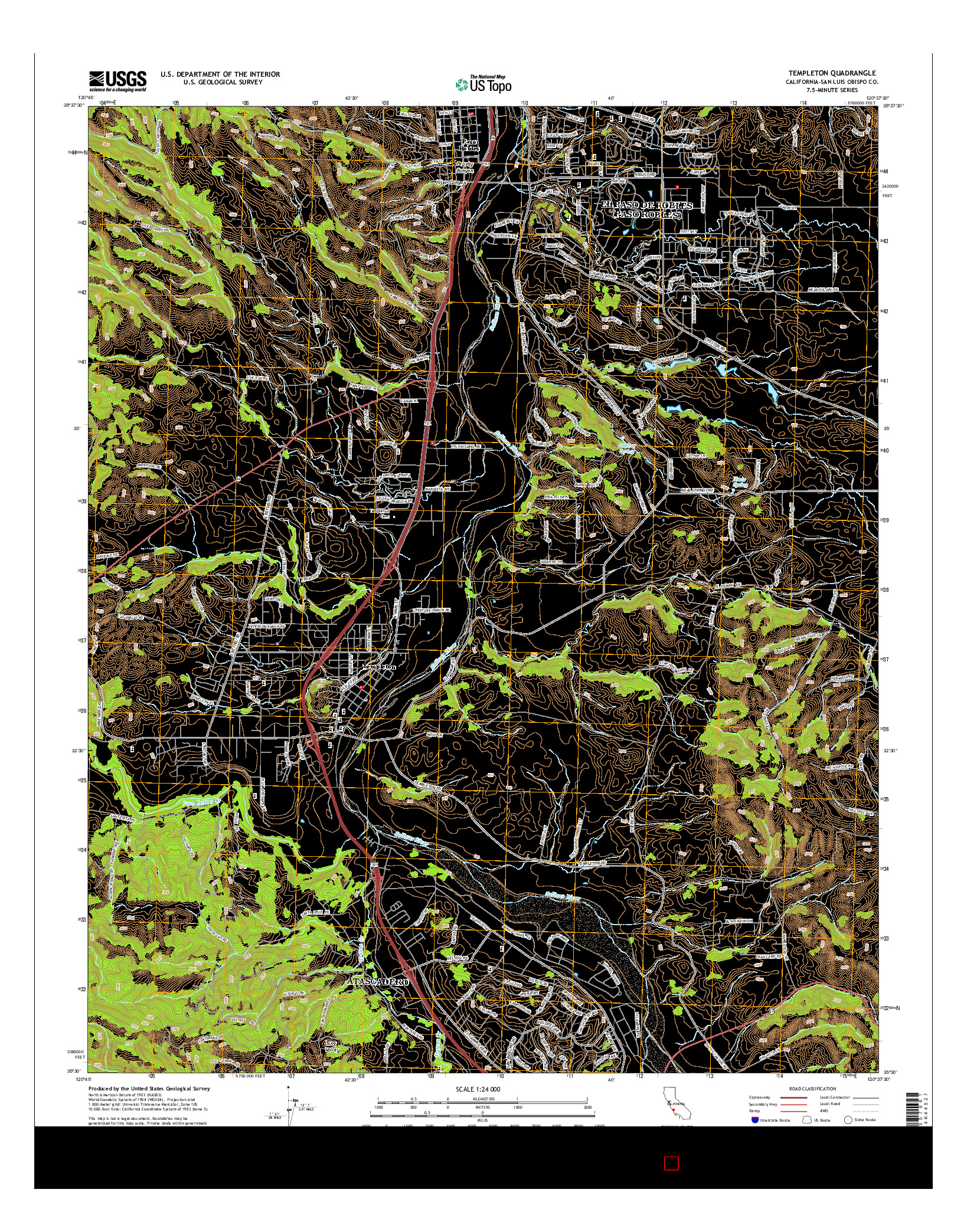 USGS US TOPO 7.5-MINUTE MAP FOR TEMPLETON, CA 2015
