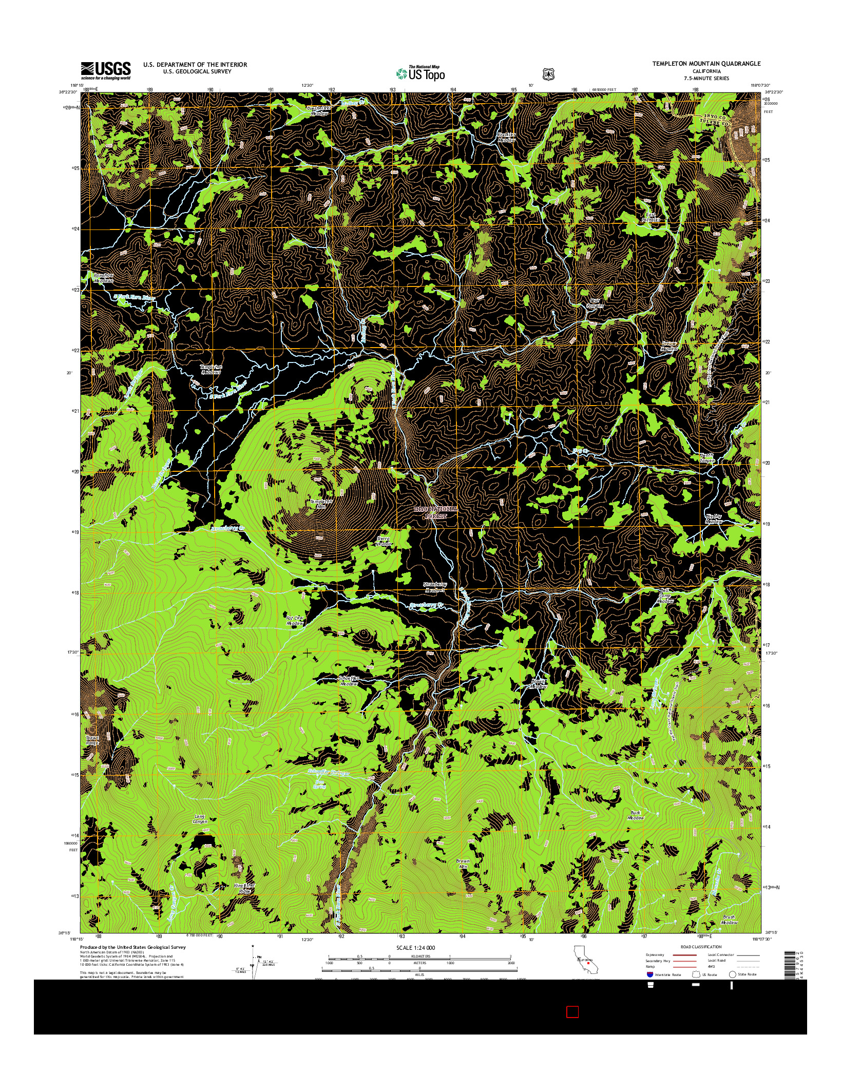 USGS US TOPO 7.5-MINUTE MAP FOR TEMPLETON MOUNTAIN, CA 2015