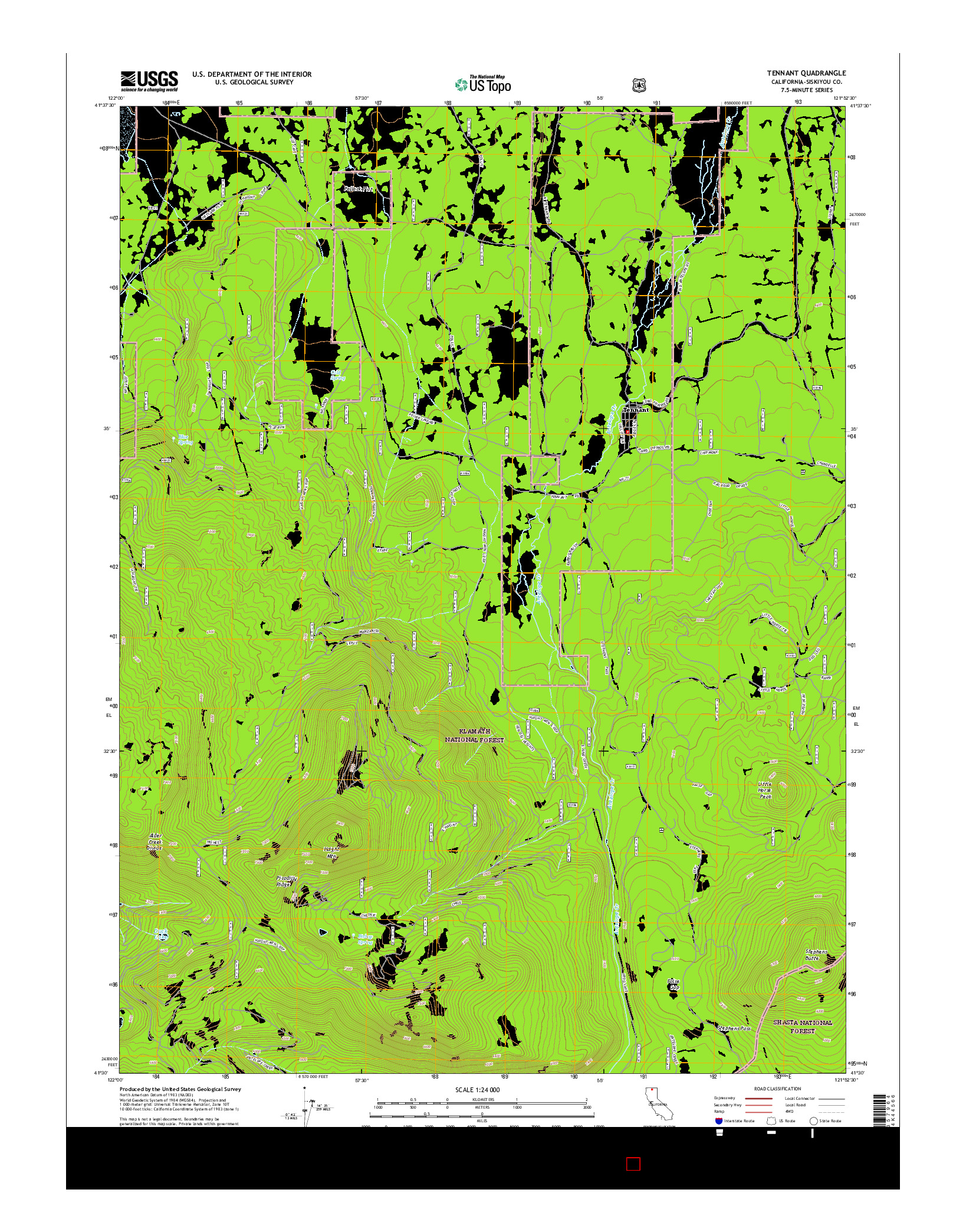 USGS US TOPO 7.5-MINUTE MAP FOR TENNANT, CA 2015