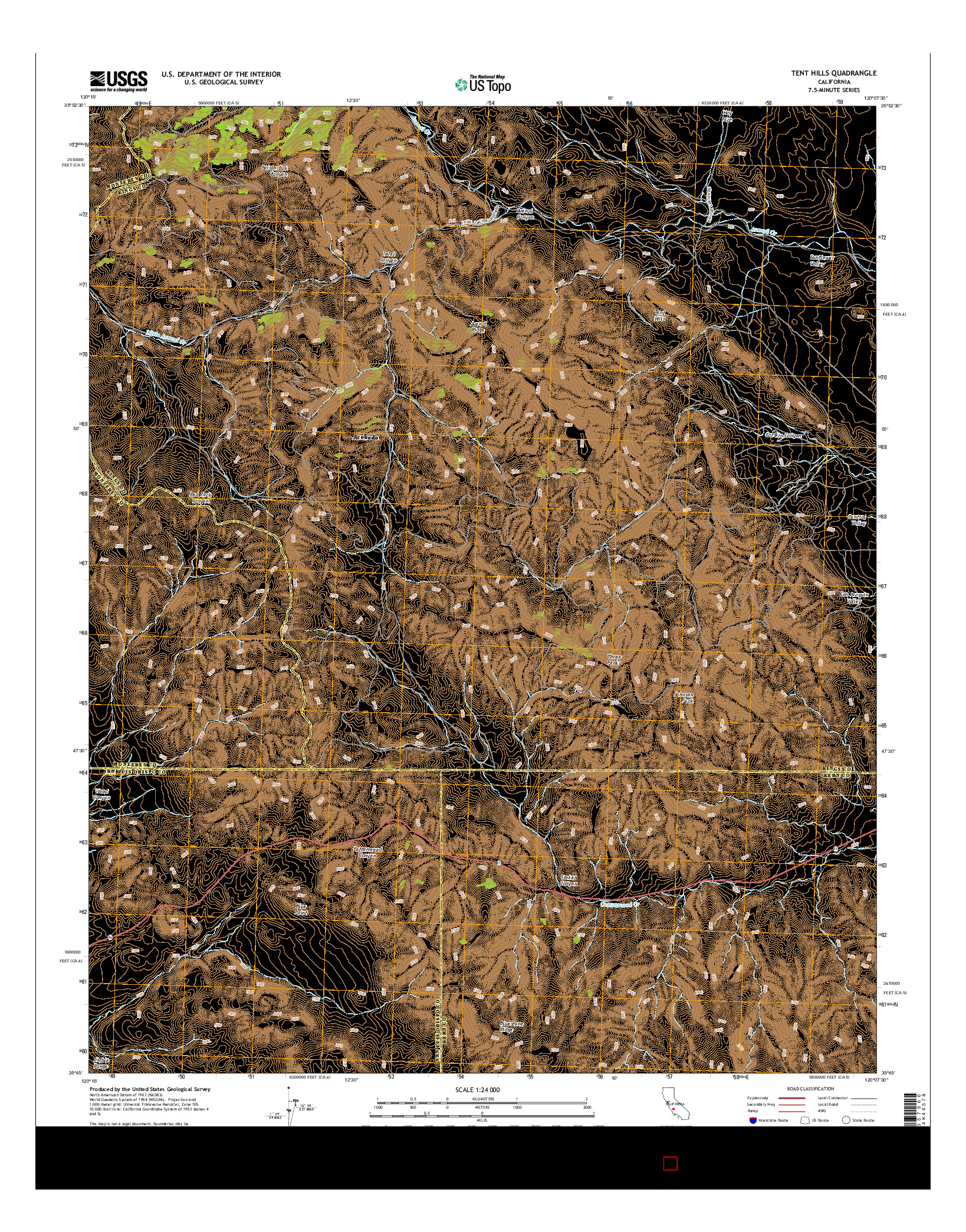 USGS US TOPO 7.5-MINUTE MAP FOR TENT HILLS, CA 2015