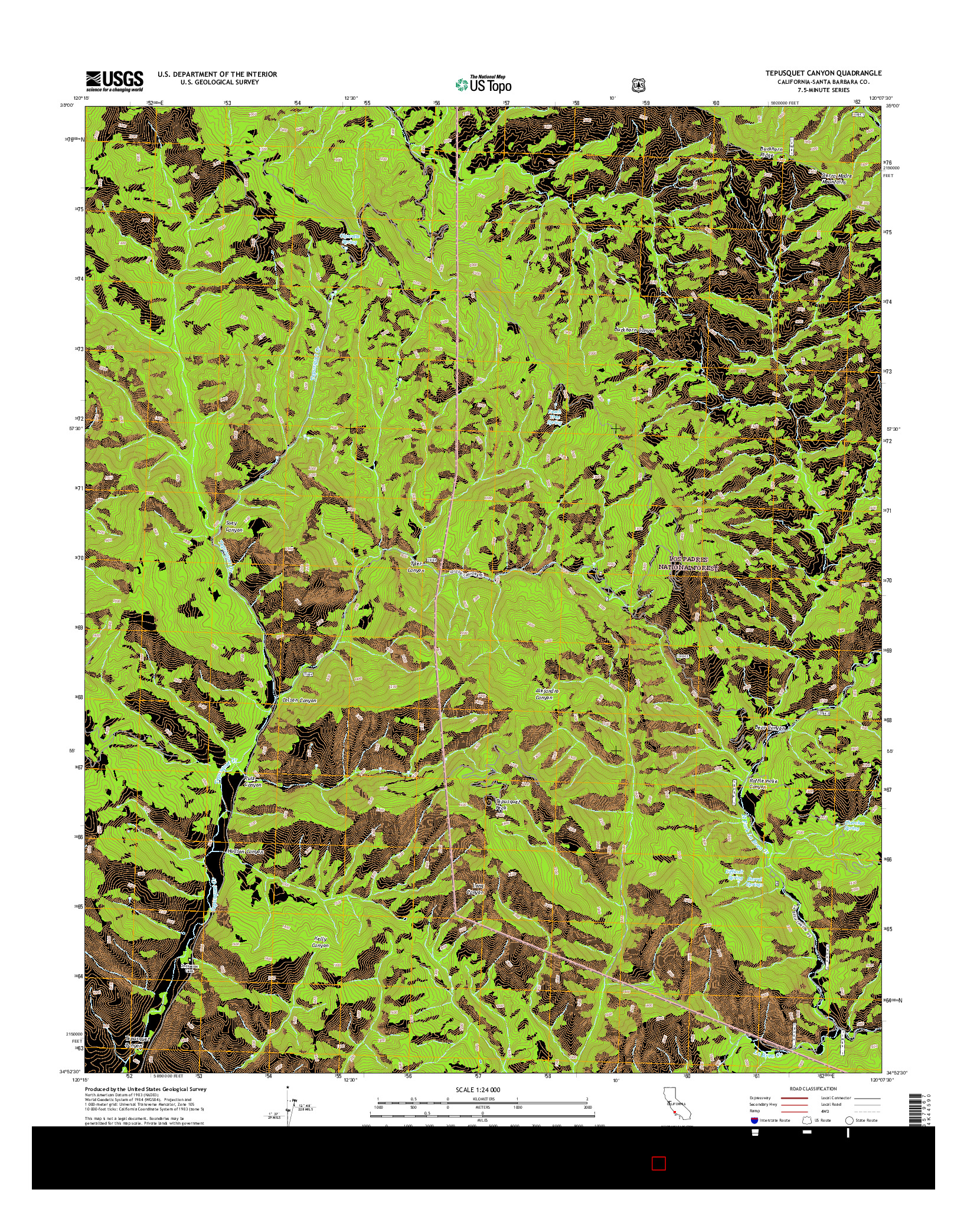 USGS US TOPO 7.5-MINUTE MAP FOR TEPUSQUET CANYON, CA 2015