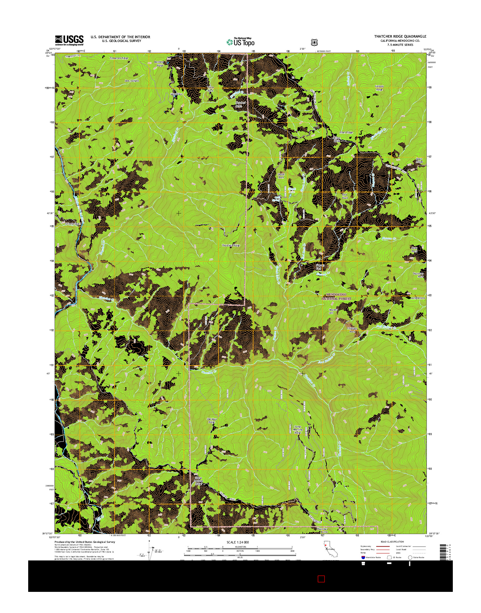 USGS US TOPO 7.5-MINUTE MAP FOR THATCHER RIDGE, CA 2015