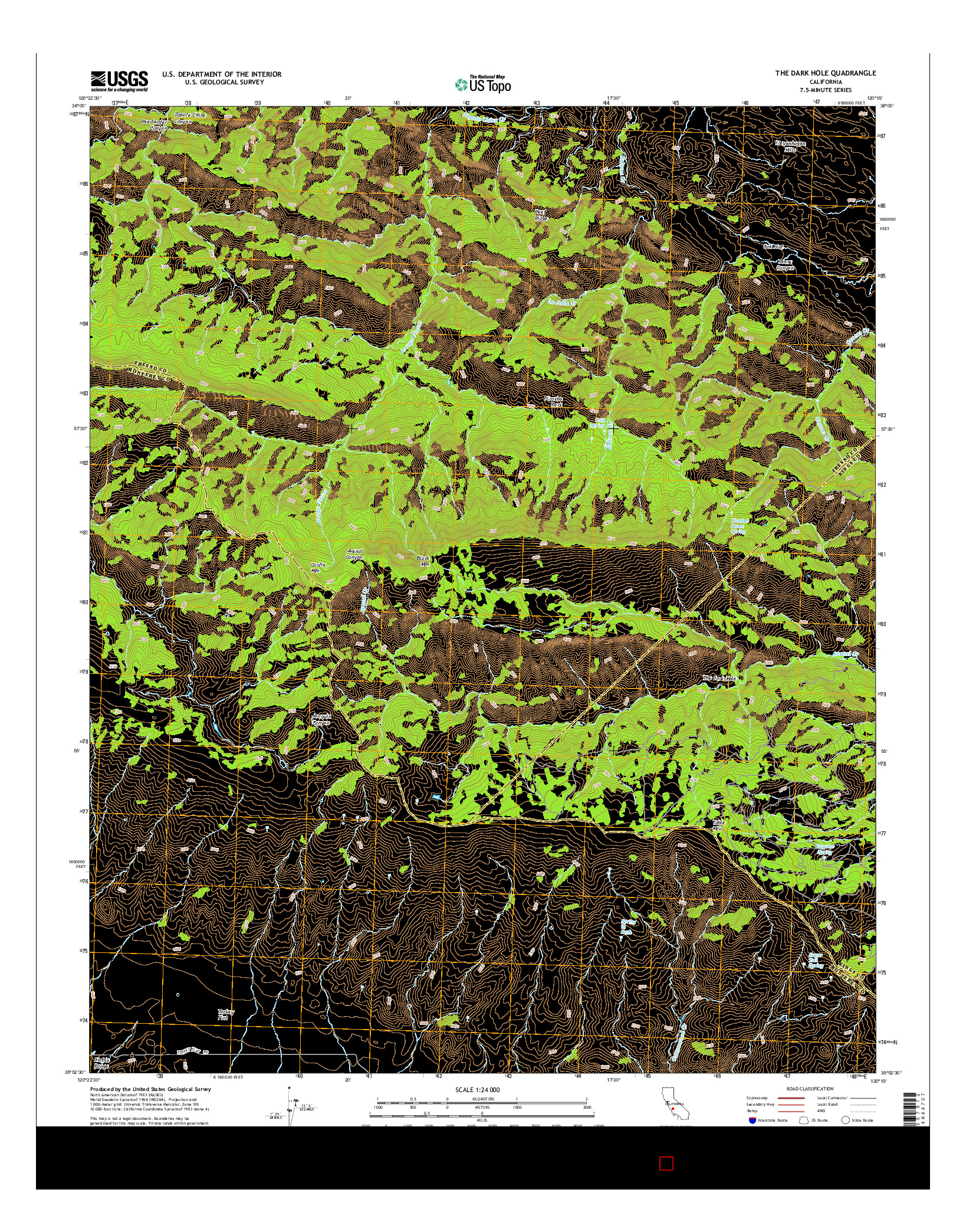 USGS US TOPO 7.5-MINUTE MAP FOR THE DARK HOLE, CA 2015