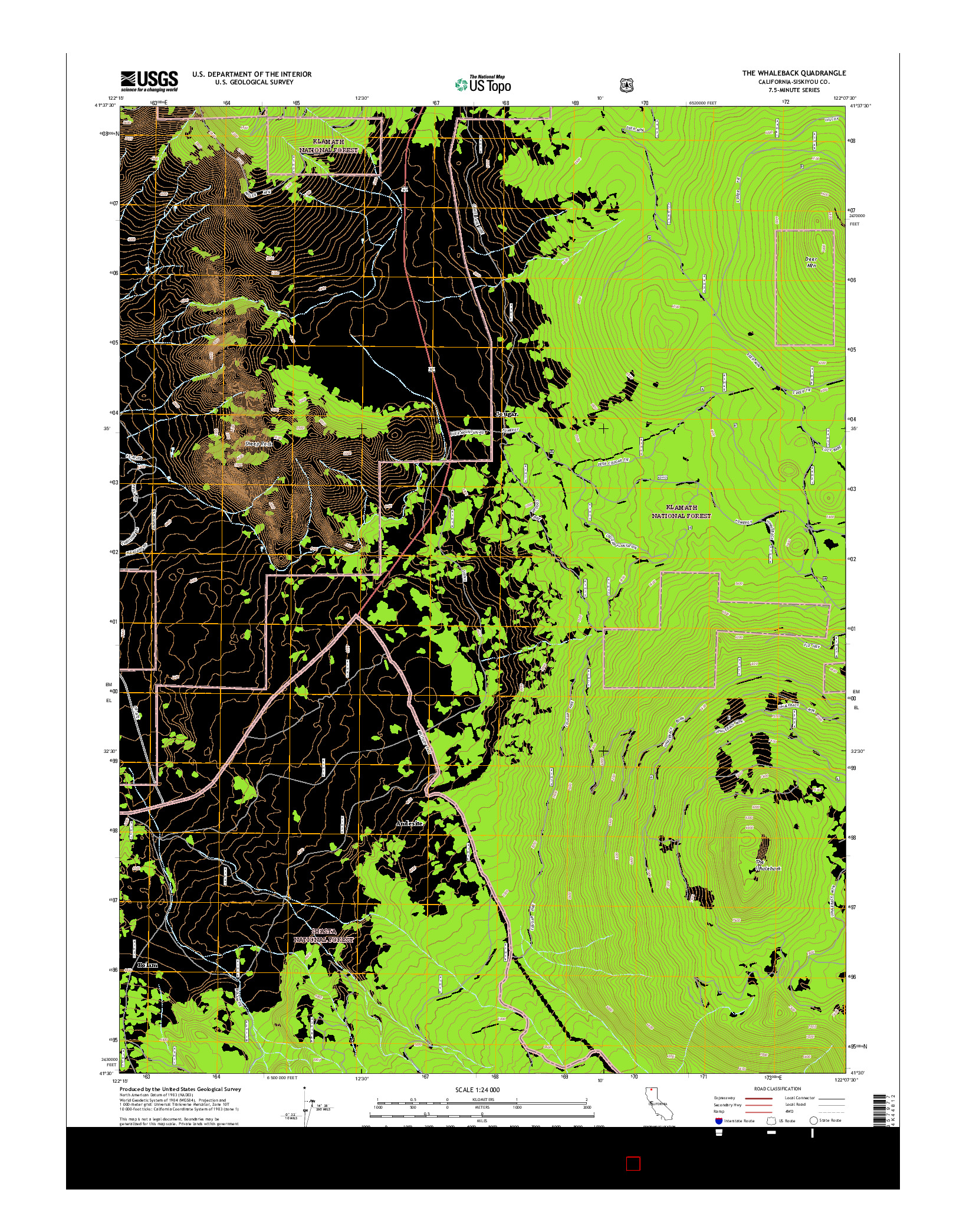 USGS US TOPO 7.5-MINUTE MAP FOR THE WHALEBACK, CA 2015