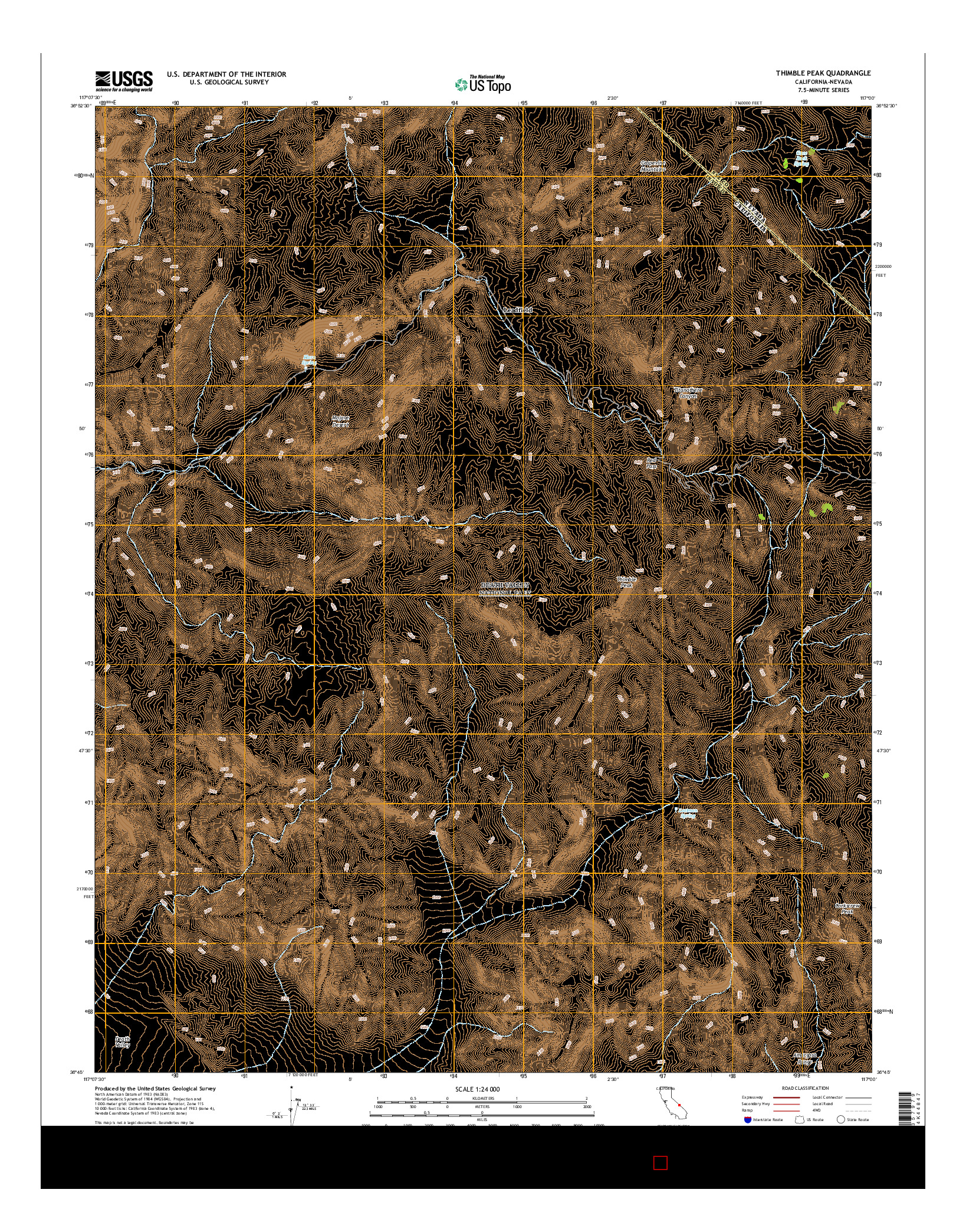 USGS US TOPO 7.5-MINUTE MAP FOR THIMBLE PEAK, CA-NV 2015