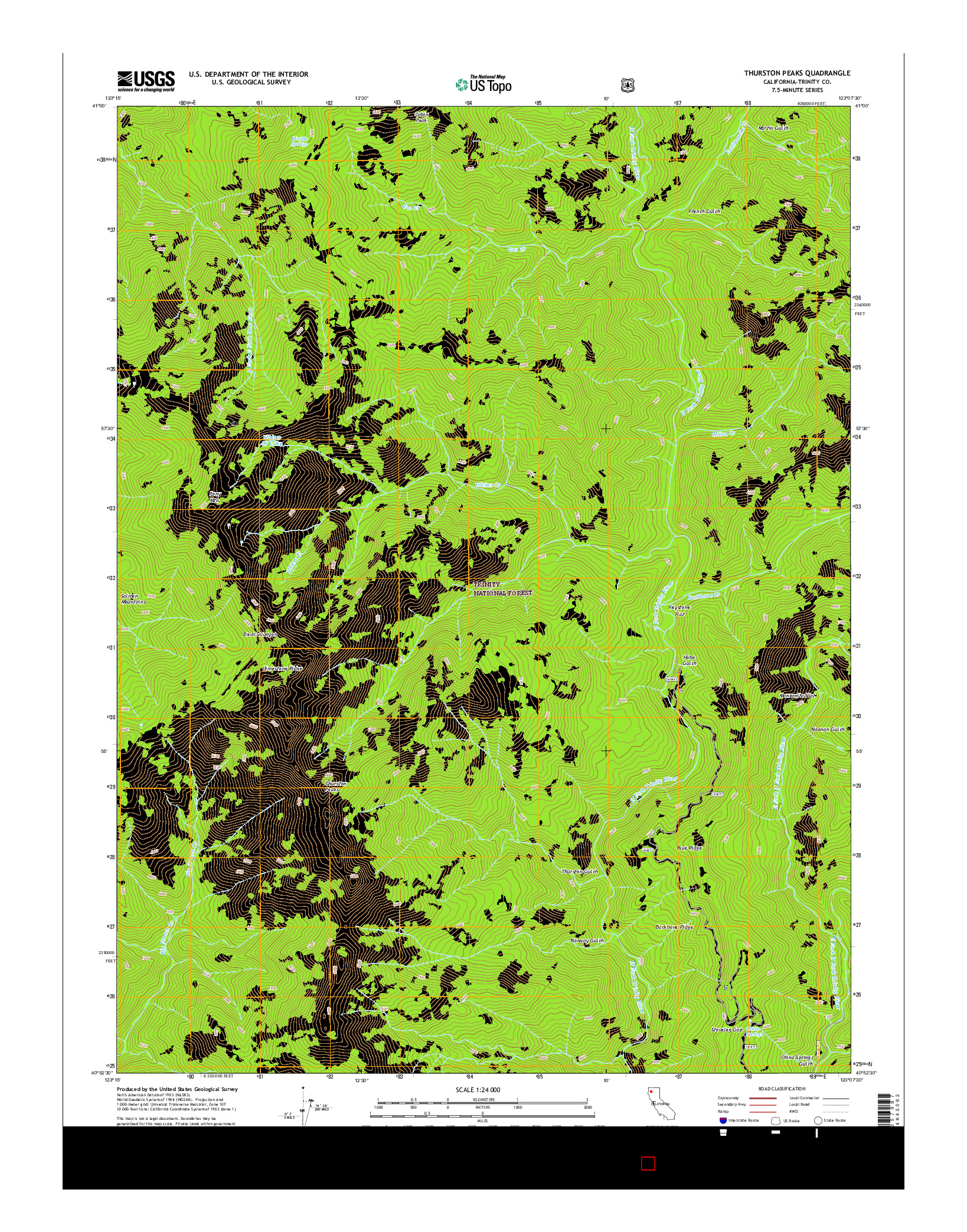 USGS US TOPO 7.5-MINUTE MAP FOR THURSTON PEAKS, CA 2015