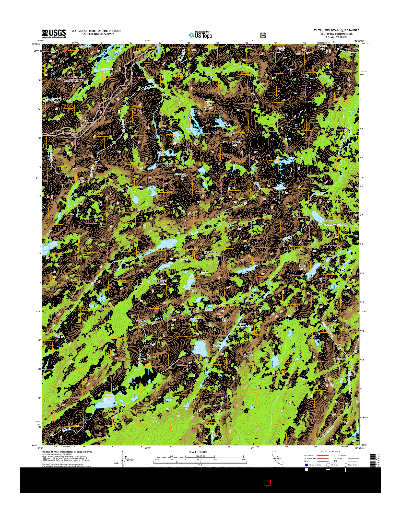 USGS US TOPO 7.5-MINUTE MAP FOR TILTILL MOUNTAIN, CA 2015