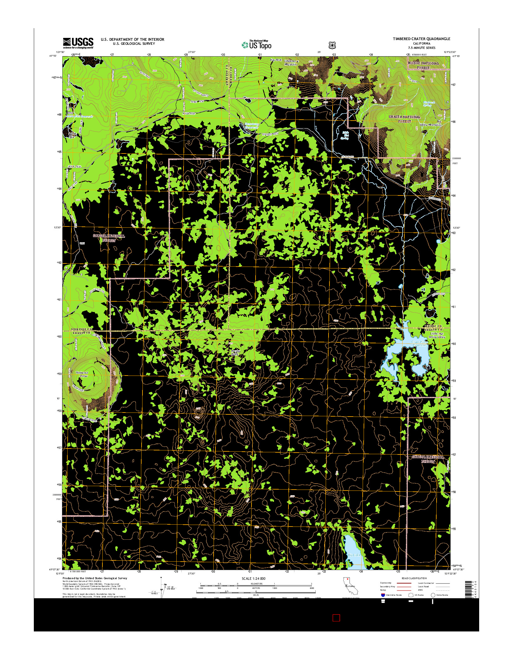 USGS US TOPO 7.5-MINUTE MAP FOR TIMBERED CRATER, CA 2015