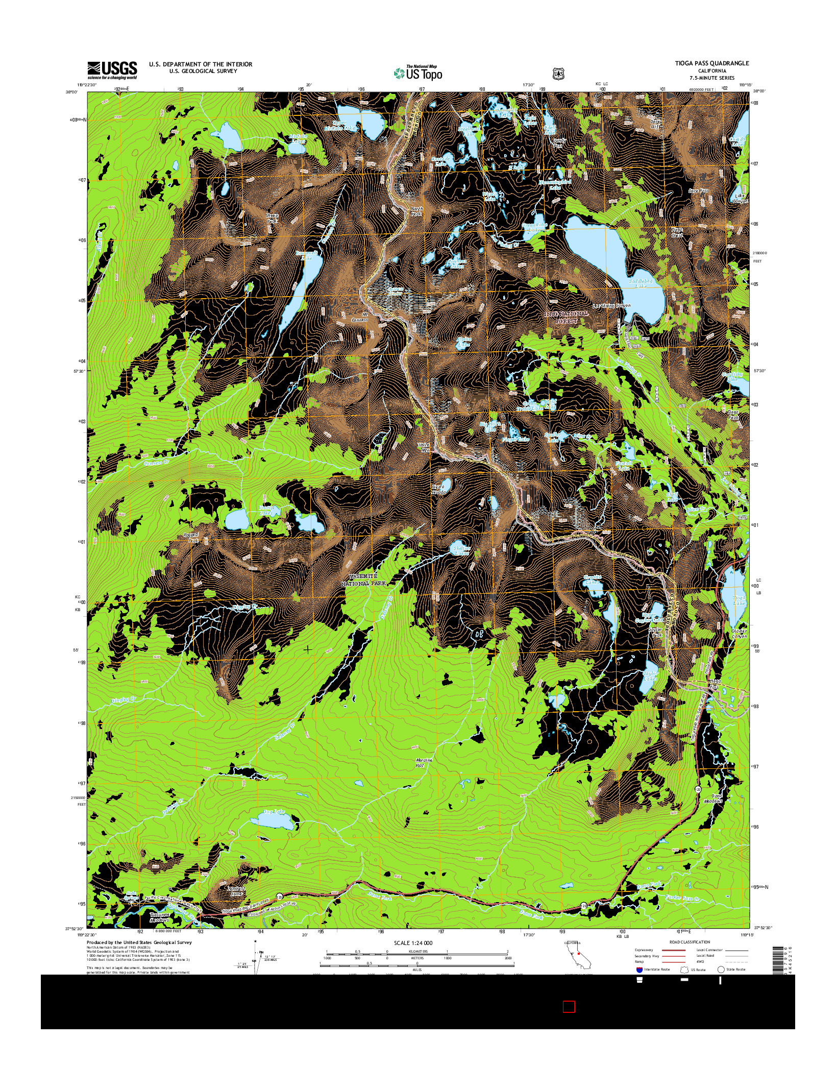 USGS US TOPO 7.5-MINUTE MAP FOR TIOGA PASS, CA 2015