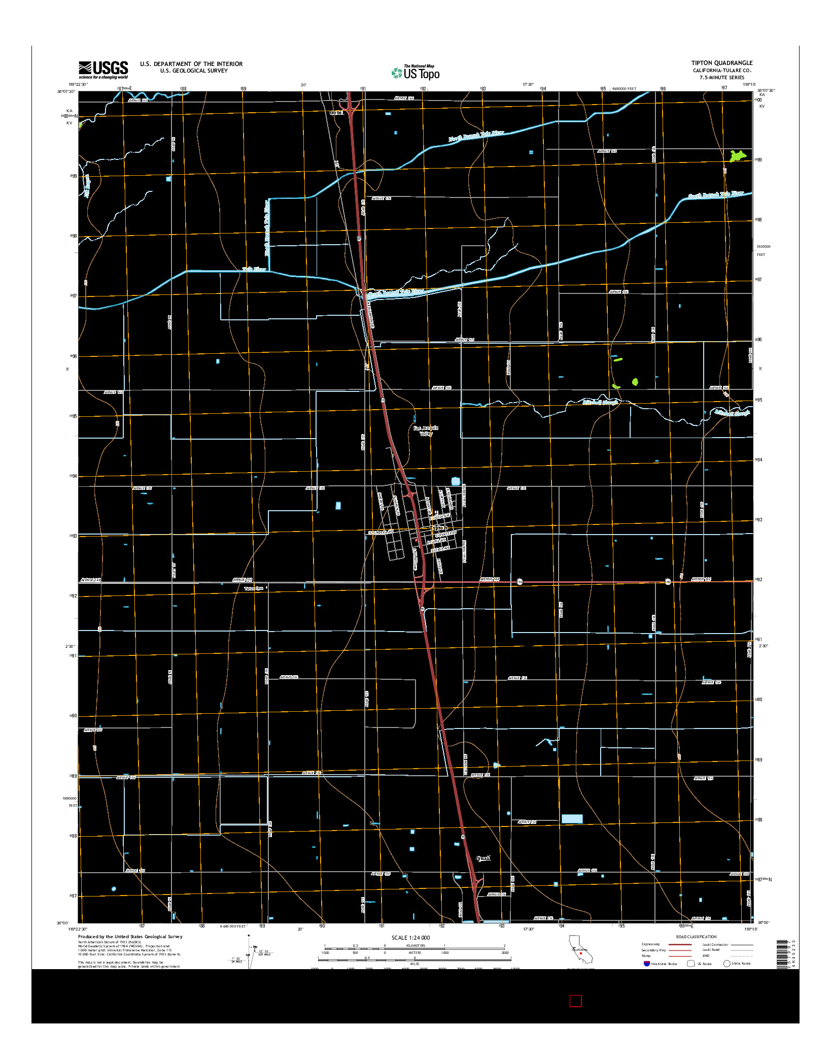 USGS US TOPO 7.5-MINUTE MAP FOR TIPTON, CA 2015