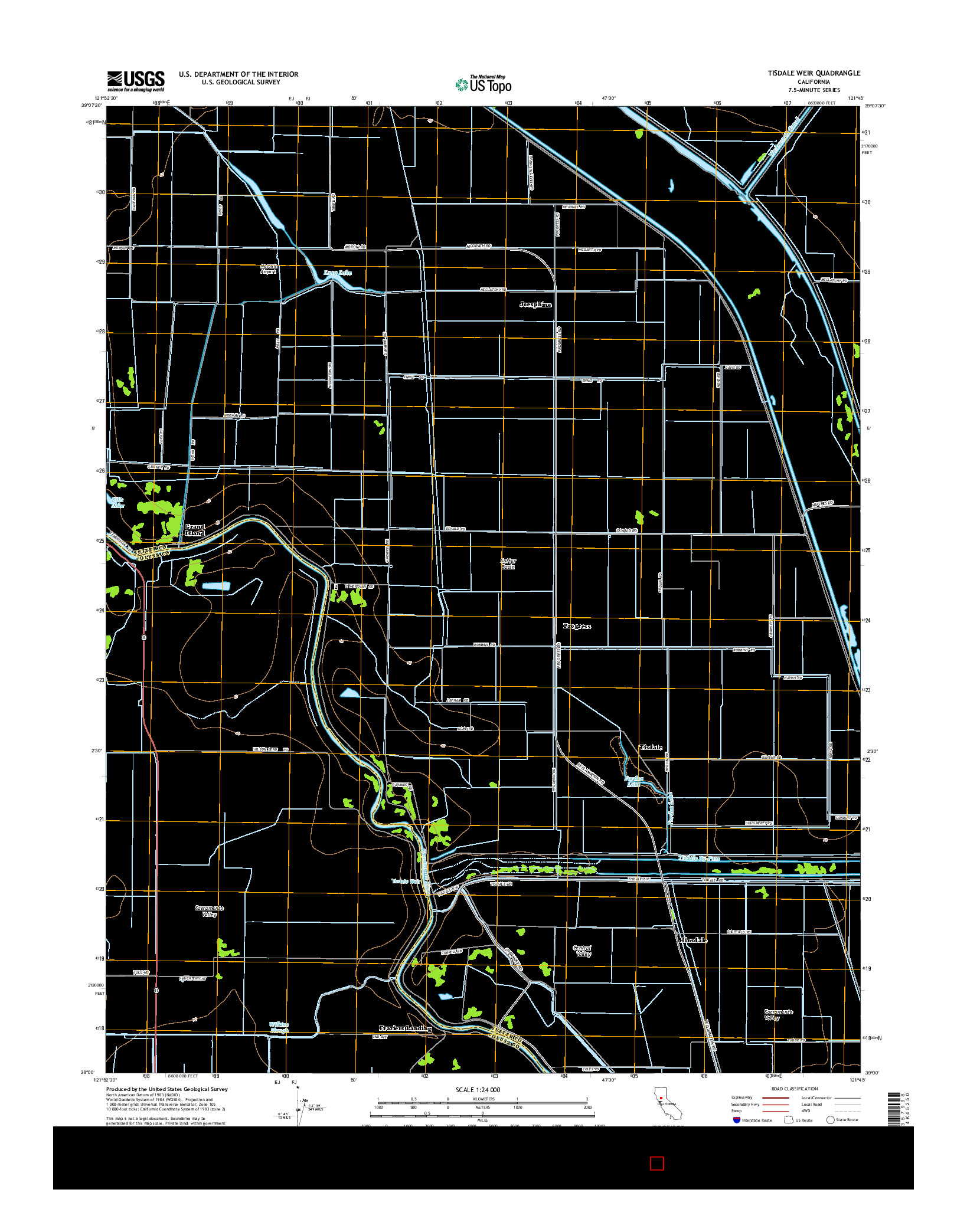 USGS US TOPO 7.5-MINUTE MAP FOR TISDALE WEIR, CA 2015