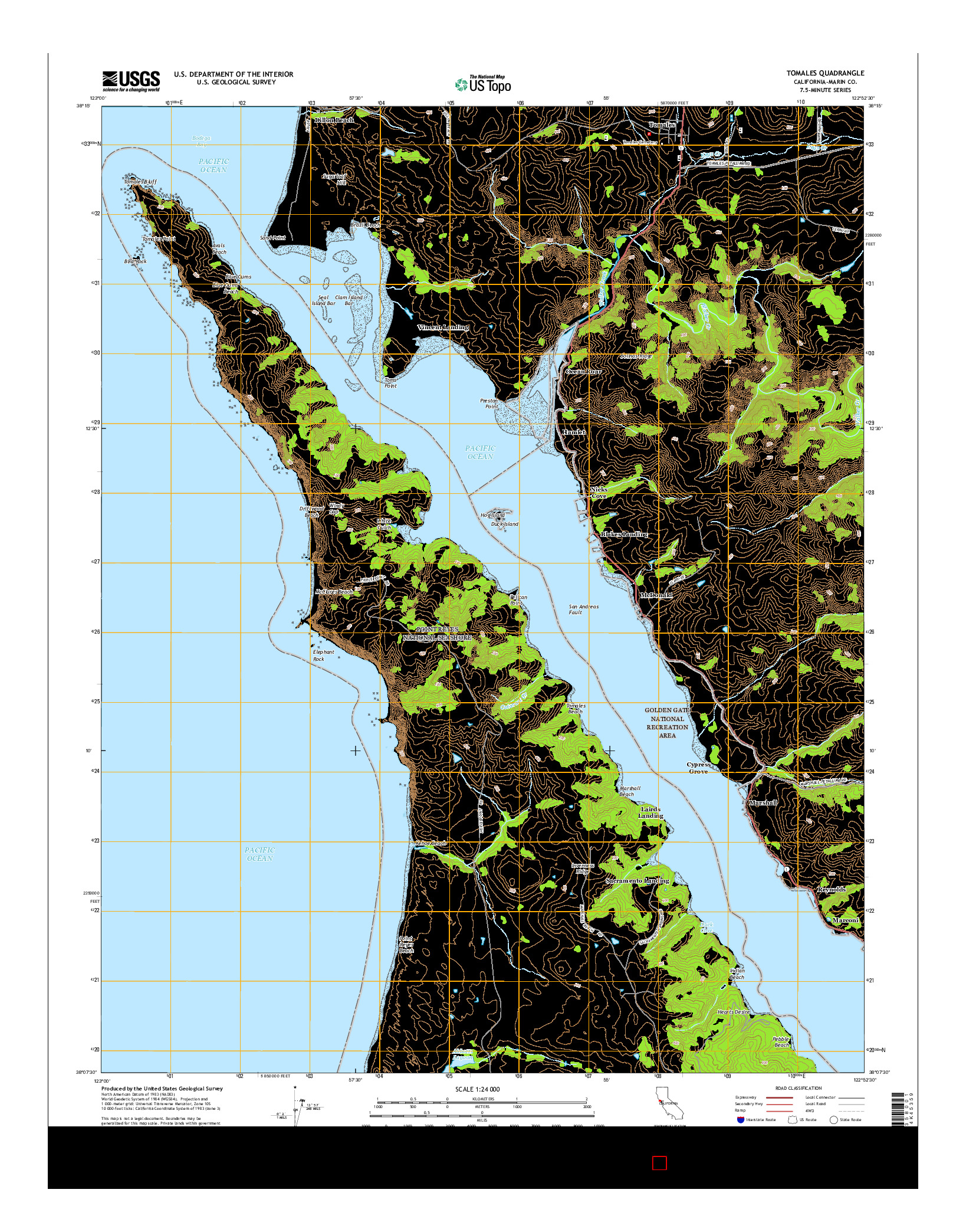 USGS US TOPO 7.5-MINUTE MAP FOR TOMALES, CA 2015