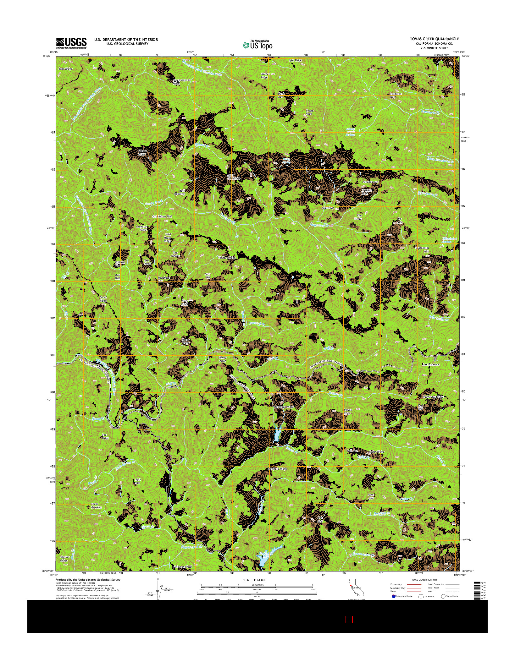 USGS US TOPO 7.5-MINUTE MAP FOR TOMBS CREEK, CA 2015