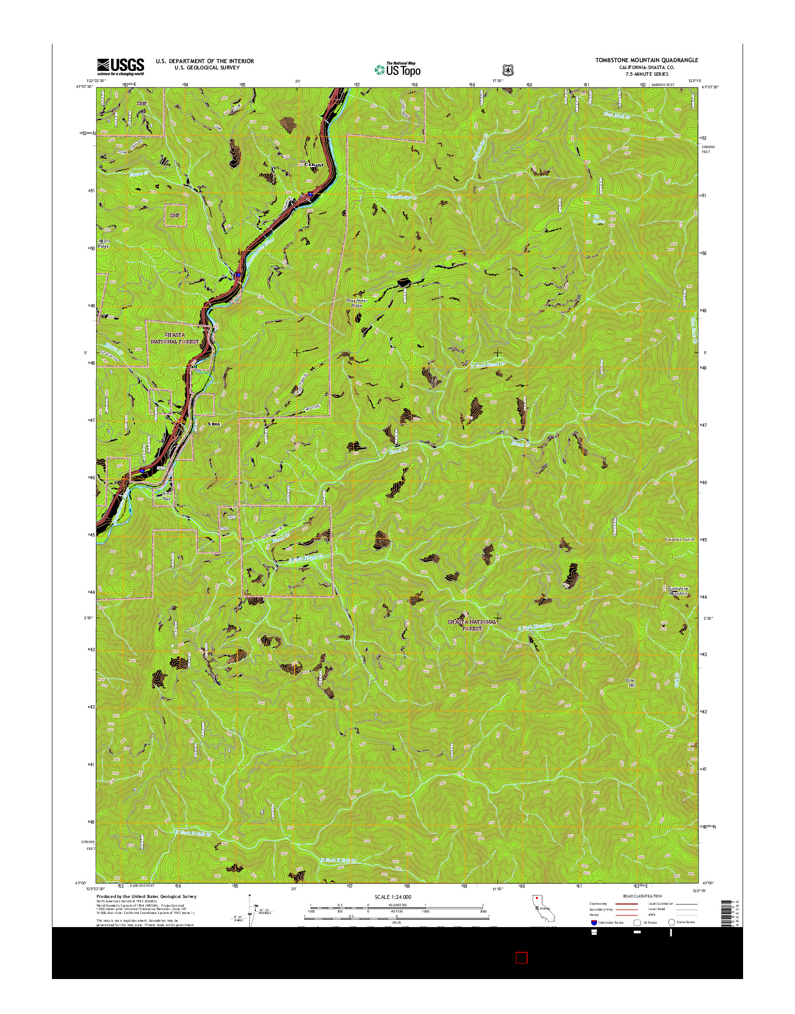 USGS US TOPO 7.5-MINUTE MAP FOR TOMBSTONE MOUNTAIN, CA 2015