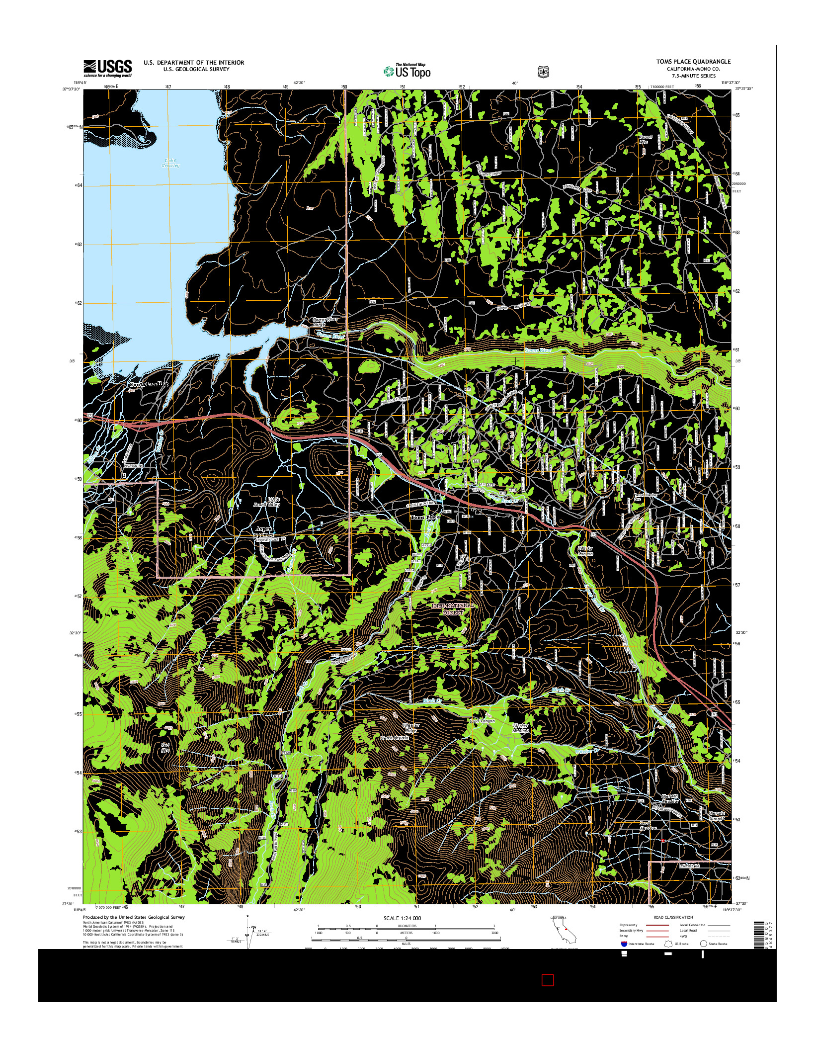 USGS US TOPO 7.5-MINUTE MAP FOR TOMS PLACE, CA 2015