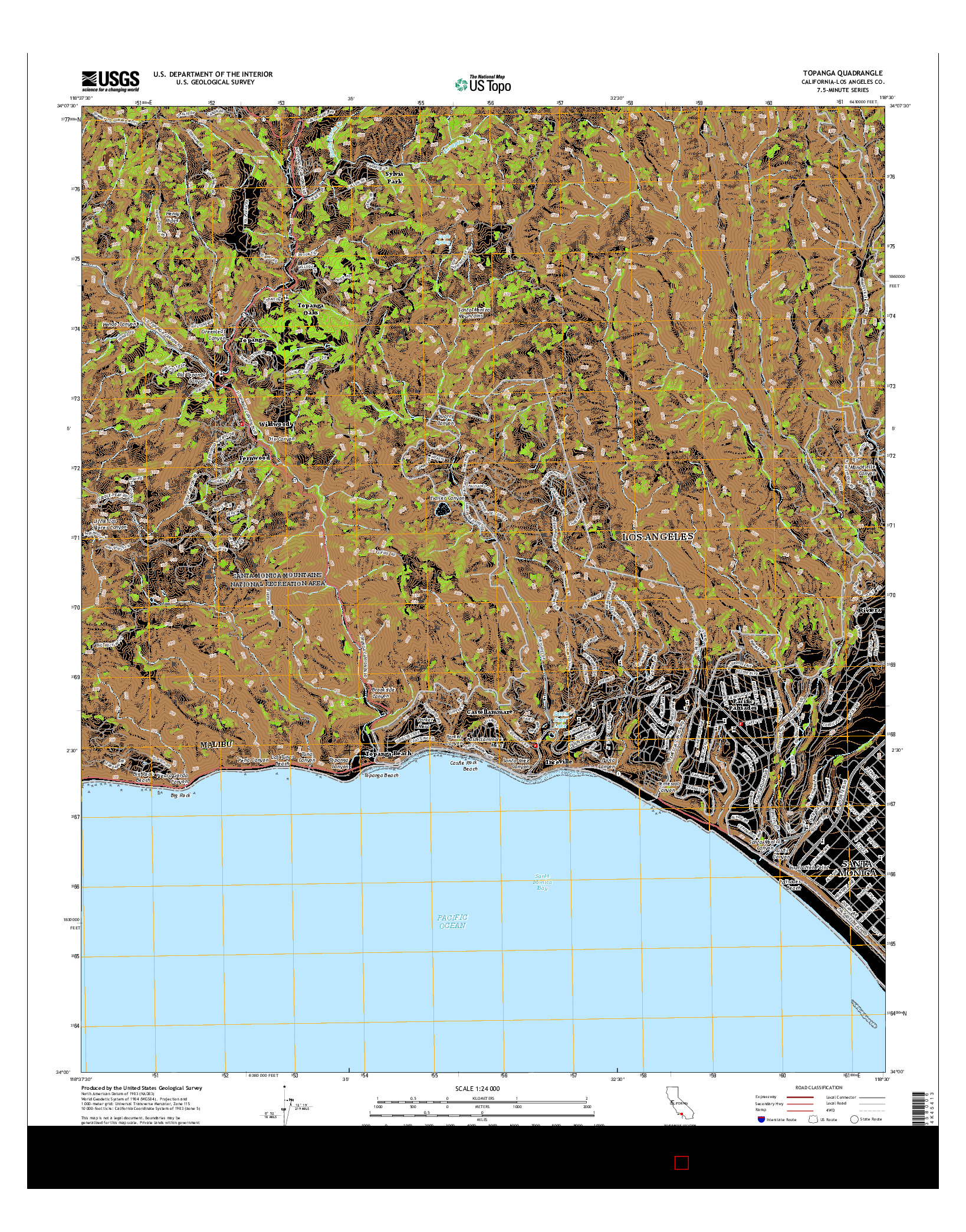 USGS US TOPO 7.5-MINUTE MAP FOR TOPANGA, CA 2015
