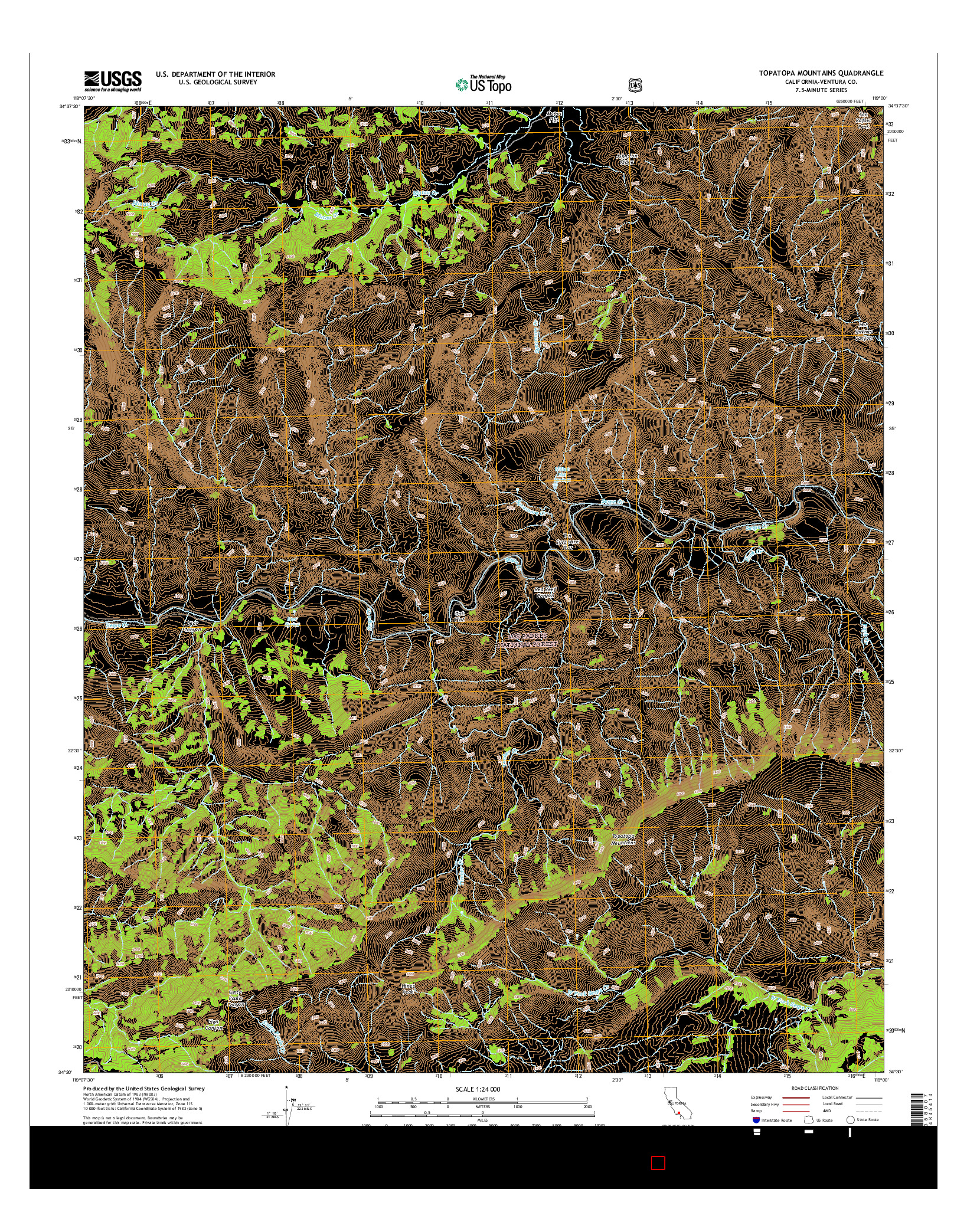 USGS US TOPO 7.5-MINUTE MAP FOR TOPATOPA MOUNTAINS, CA 2015