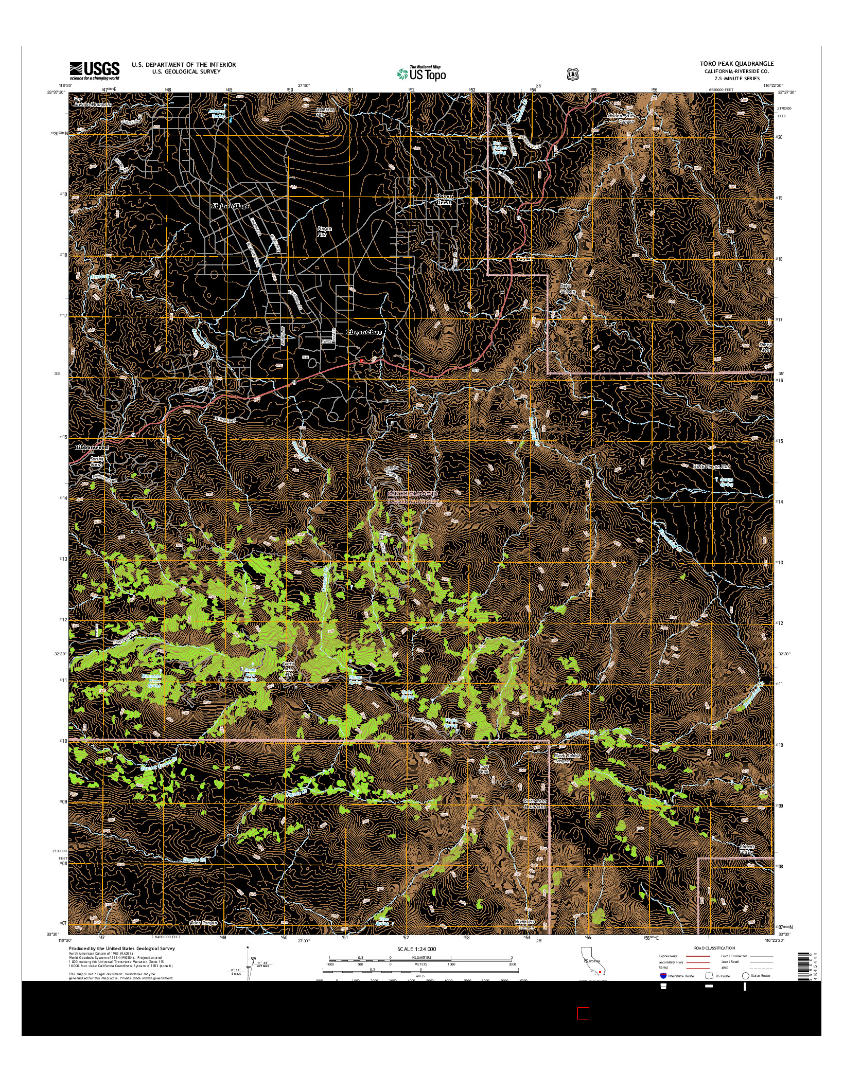 USGS US TOPO 7.5-MINUTE MAP FOR TORO PEAK, CA 2015