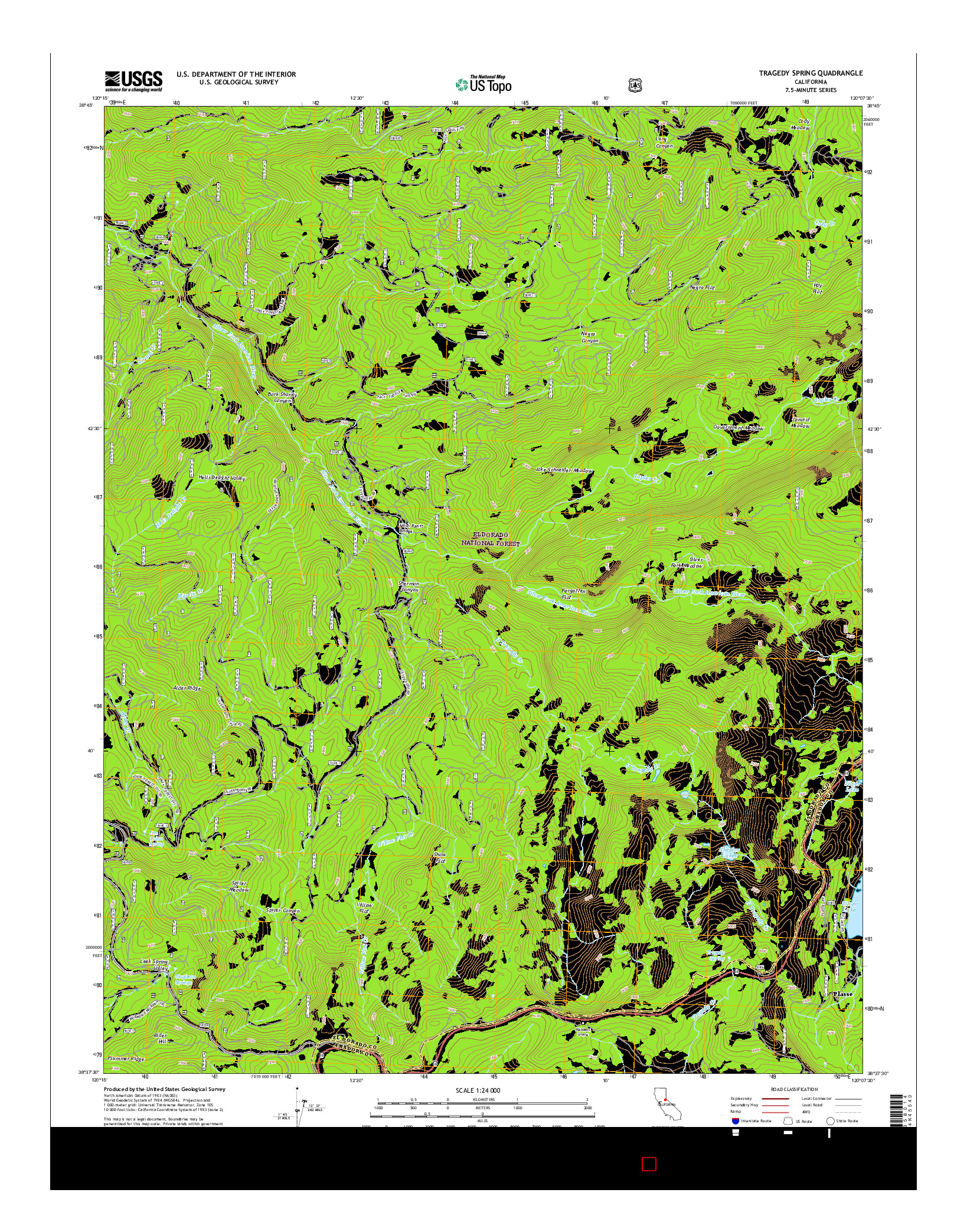 USGS US TOPO 7.5-MINUTE MAP FOR TRAGEDY SPRING, CA 2015