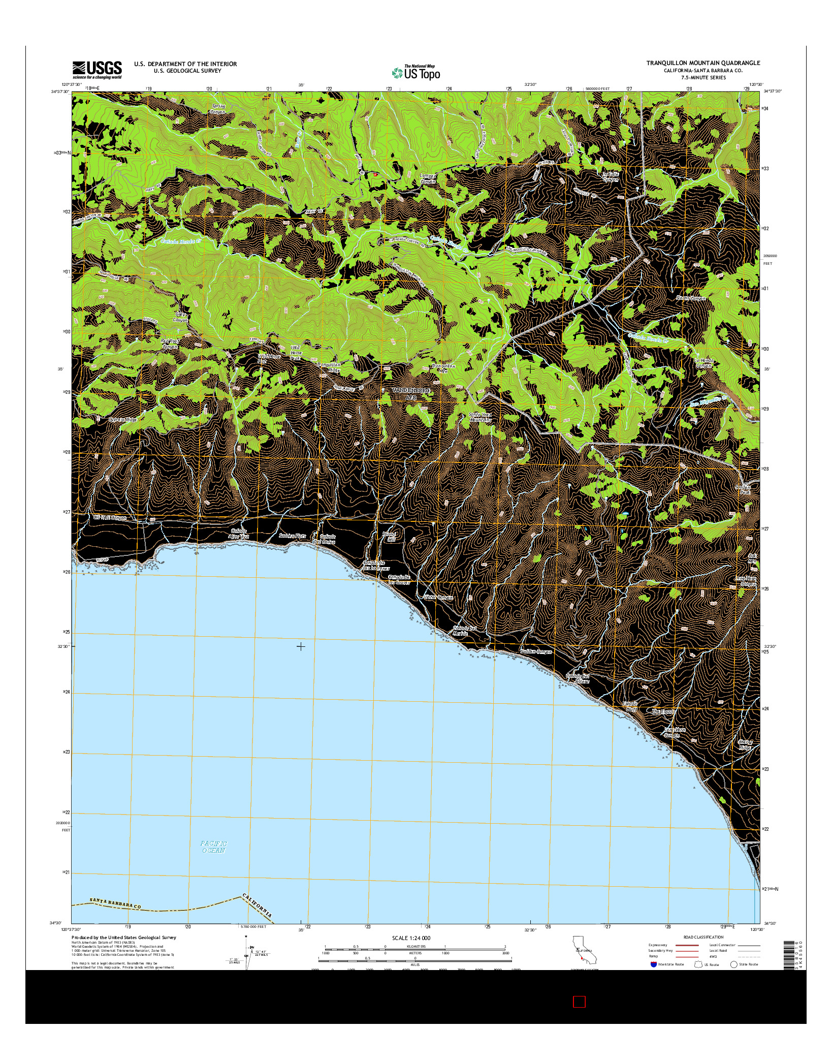 USGS US TOPO 7.5-MINUTE MAP FOR TRANQUILLON MOUNTAIN, CA 2015