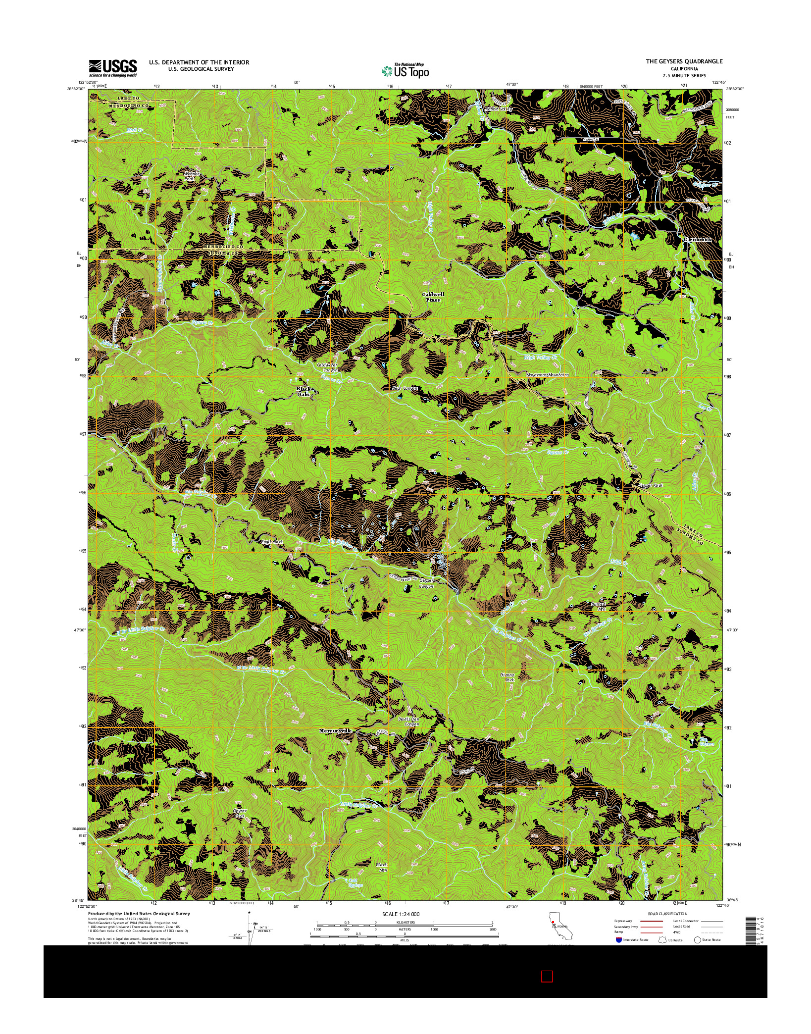 USGS US TOPO 7.5-MINUTE MAP FOR THE GEYSERS, CA 2015