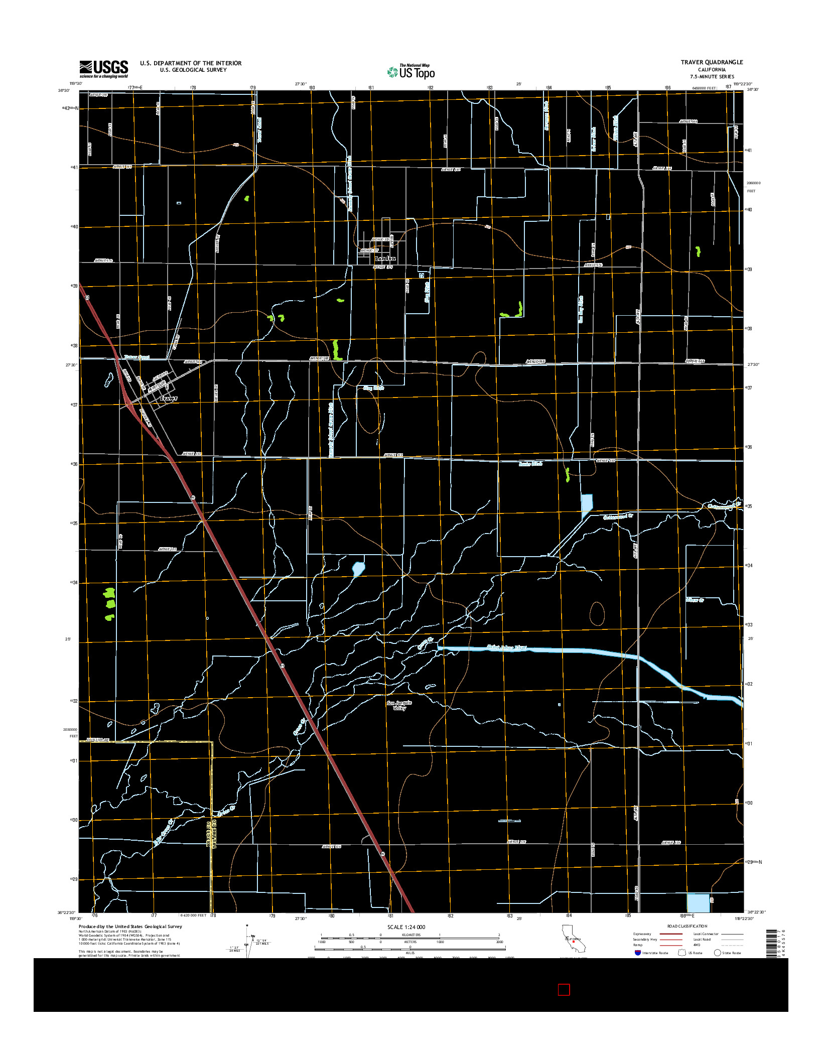 USGS US TOPO 7.5-MINUTE MAP FOR TRAVER, CA 2015