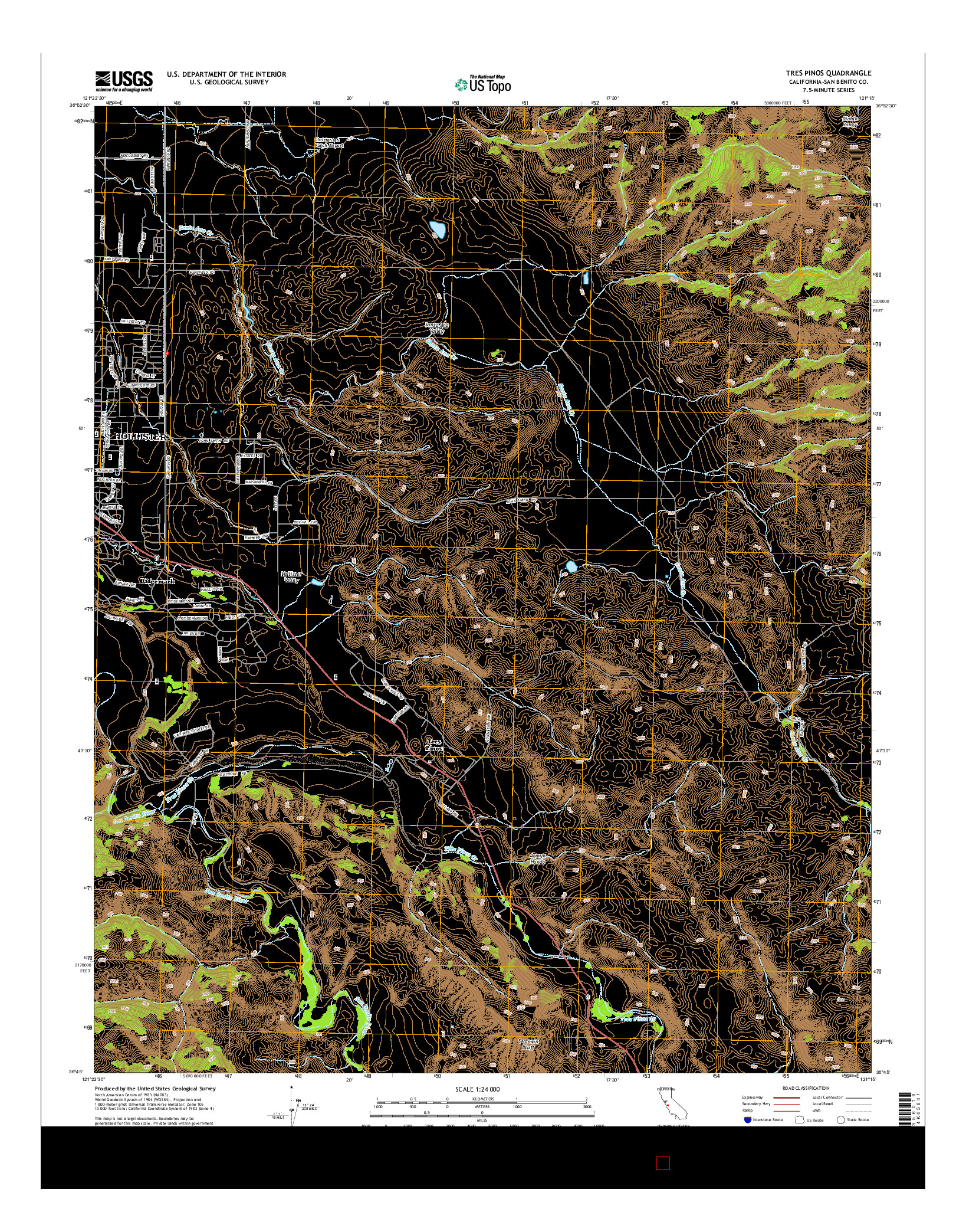 USGS US TOPO 7.5-MINUTE MAP FOR TRES PINOS, CA 2015