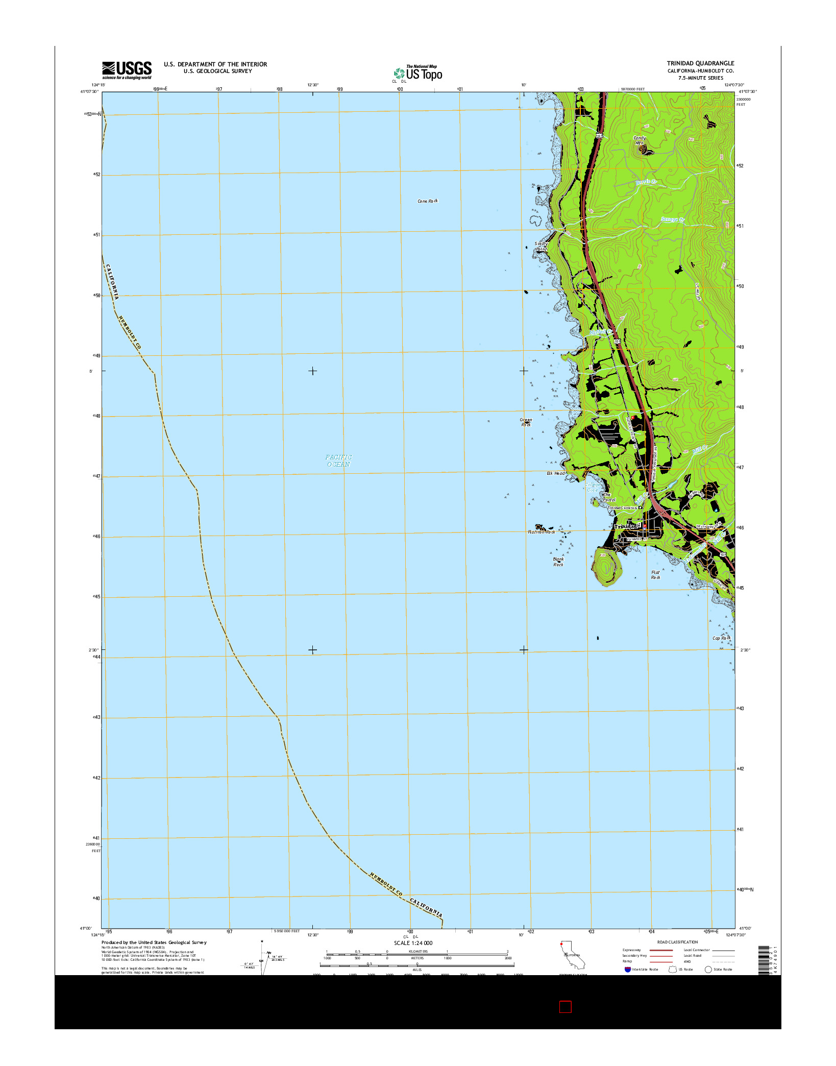 USGS US TOPO 7.5-MINUTE MAP FOR TRINIDAD, CA 2015