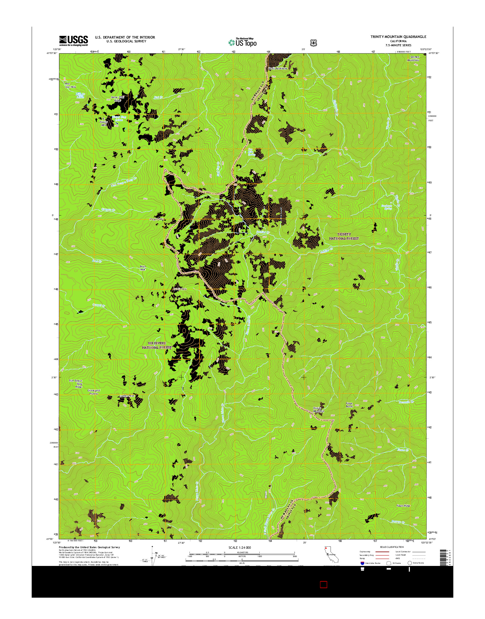 USGS US TOPO 7.5-MINUTE MAP FOR TRINITY MOUNTAIN, CA 2015