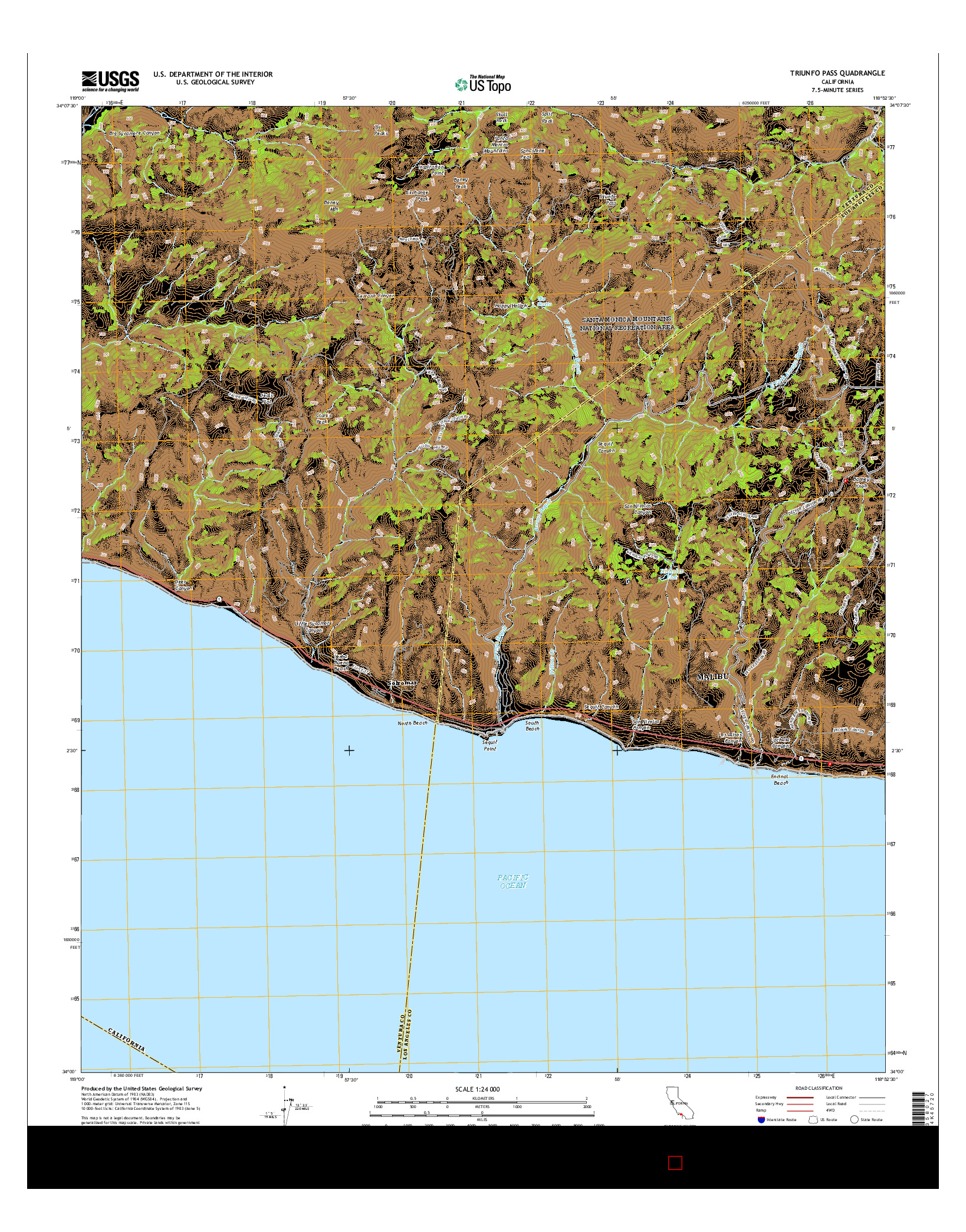 USGS US TOPO 7.5-MINUTE MAP FOR TRIUNFO PASS, CA 2015