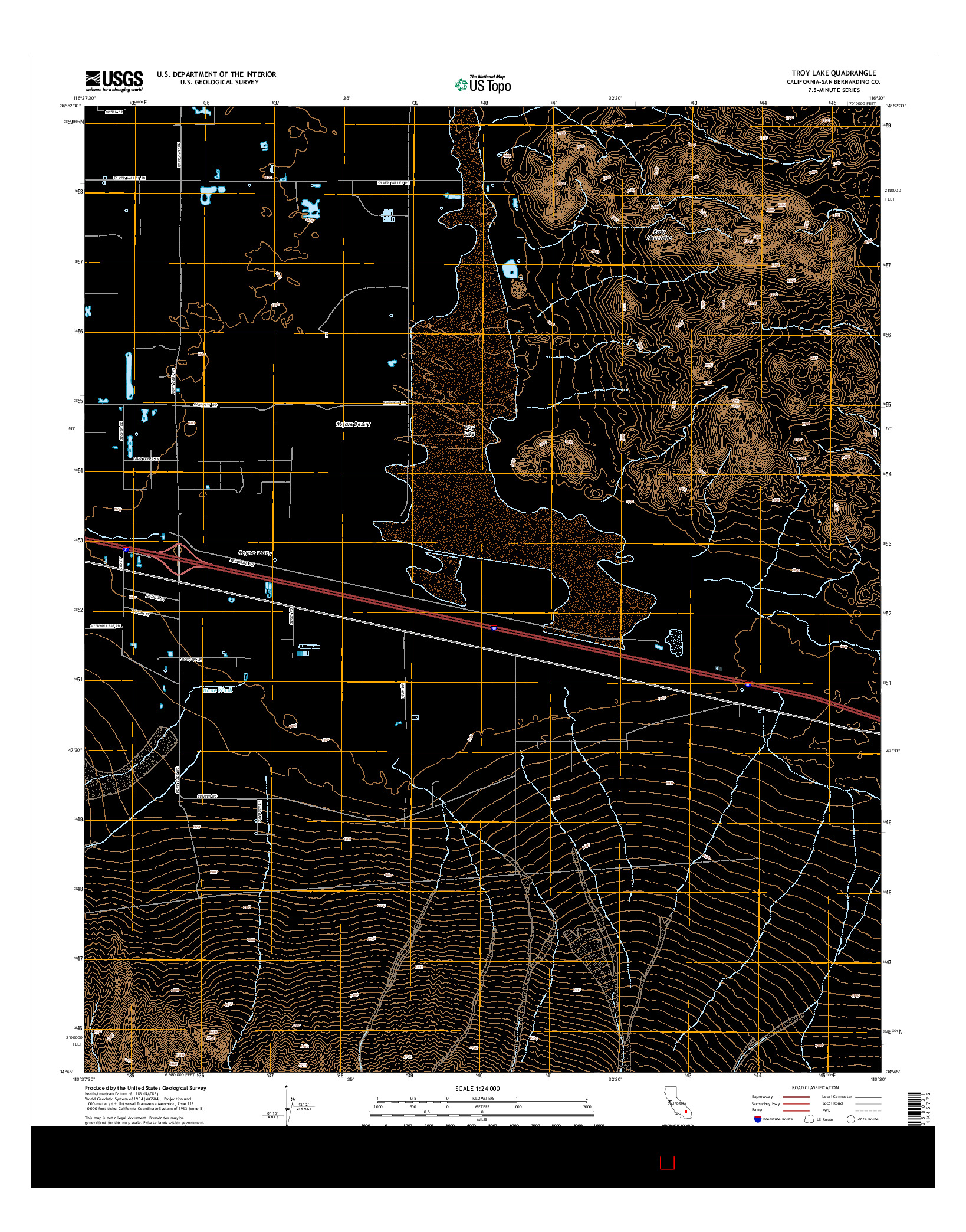 USGS US TOPO 7.5-MINUTE MAP FOR TROY LAKE, CA 2015