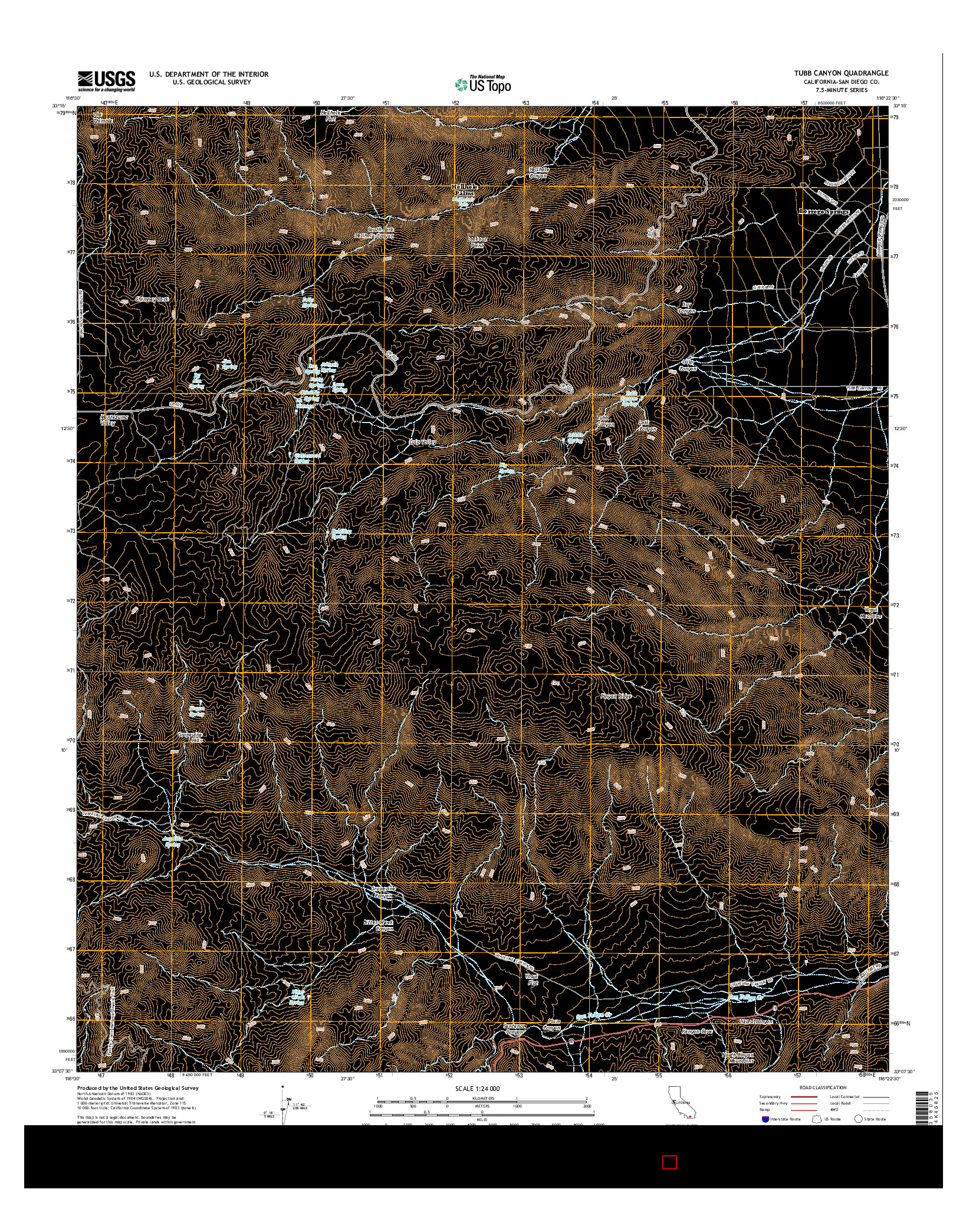 USGS US TOPO 7.5-MINUTE MAP FOR TUBB CANYON, CA 2015