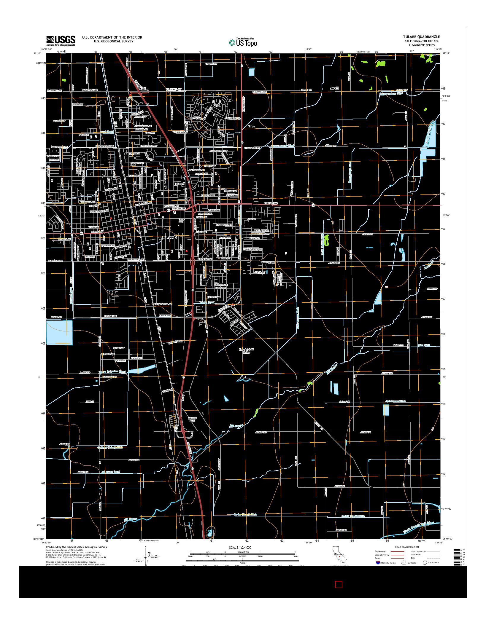 USGS US TOPO 7.5-MINUTE MAP FOR TULARE, CA 2015