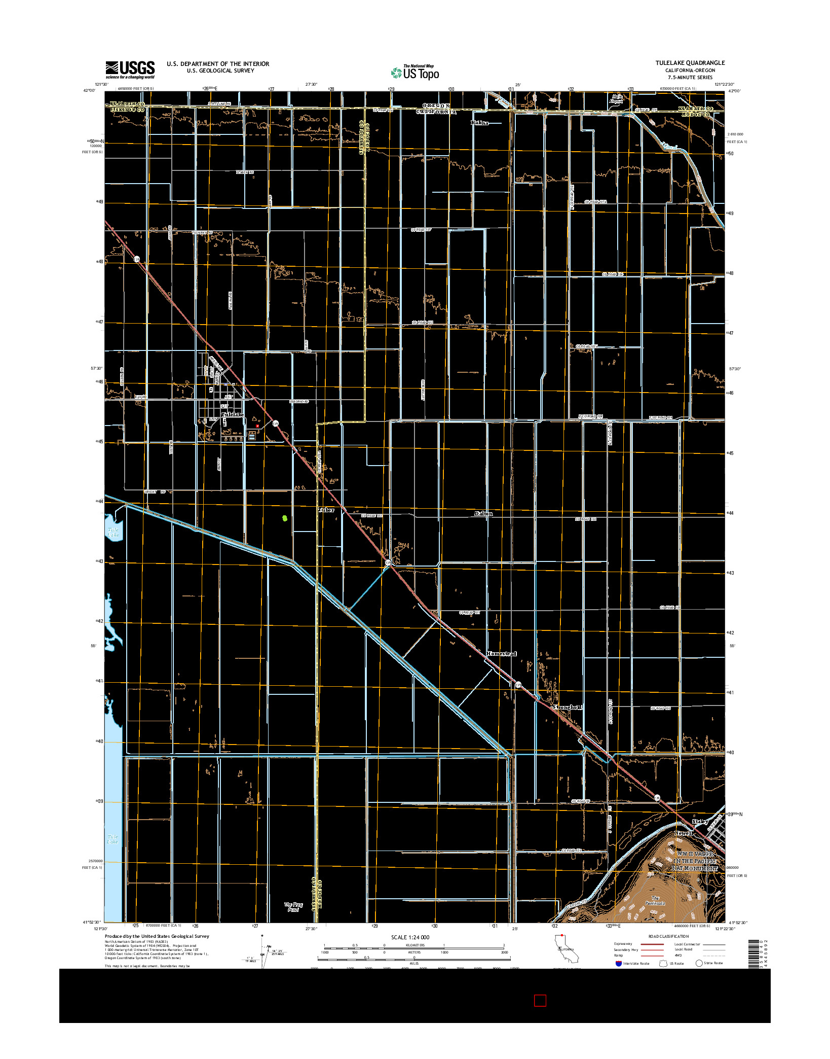 USGS US TOPO 7.5-MINUTE MAP FOR TULELAKE, CA-OR 2015