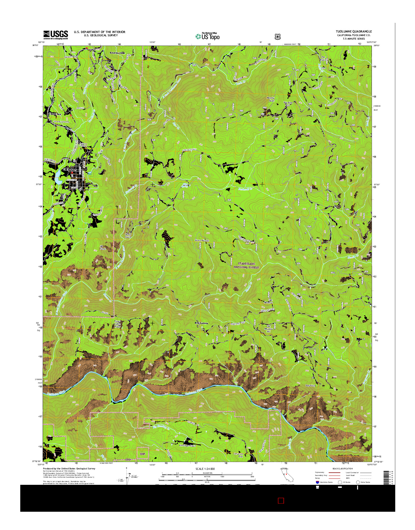 USGS US TOPO 7.5-MINUTE MAP FOR TUOLUMNE, CA 2015