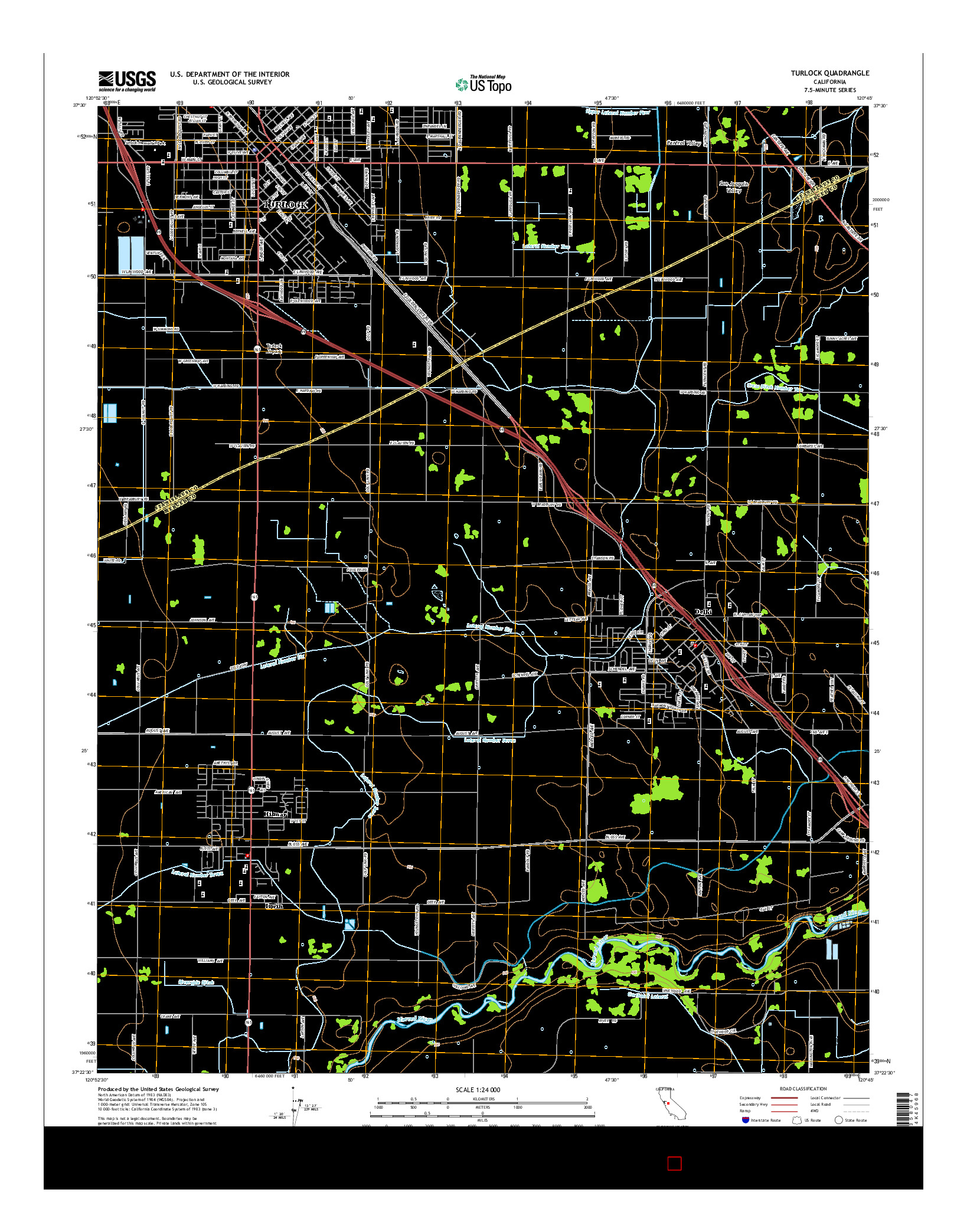 USGS US TOPO 7.5-MINUTE MAP FOR TURLOCK, CA 2015