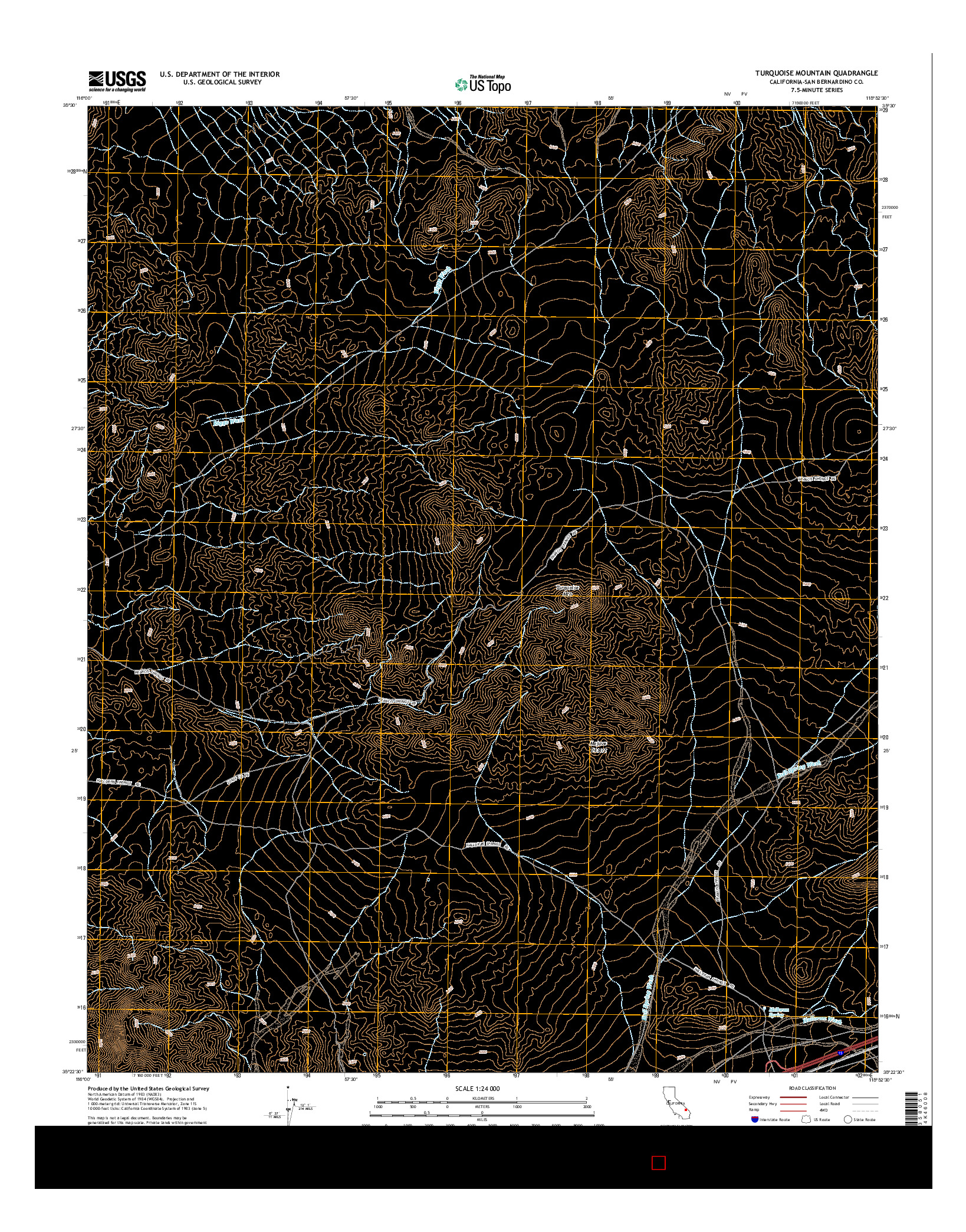 USGS US TOPO 7.5-MINUTE MAP FOR TURQUOISE MOUNTAIN, CA 2015