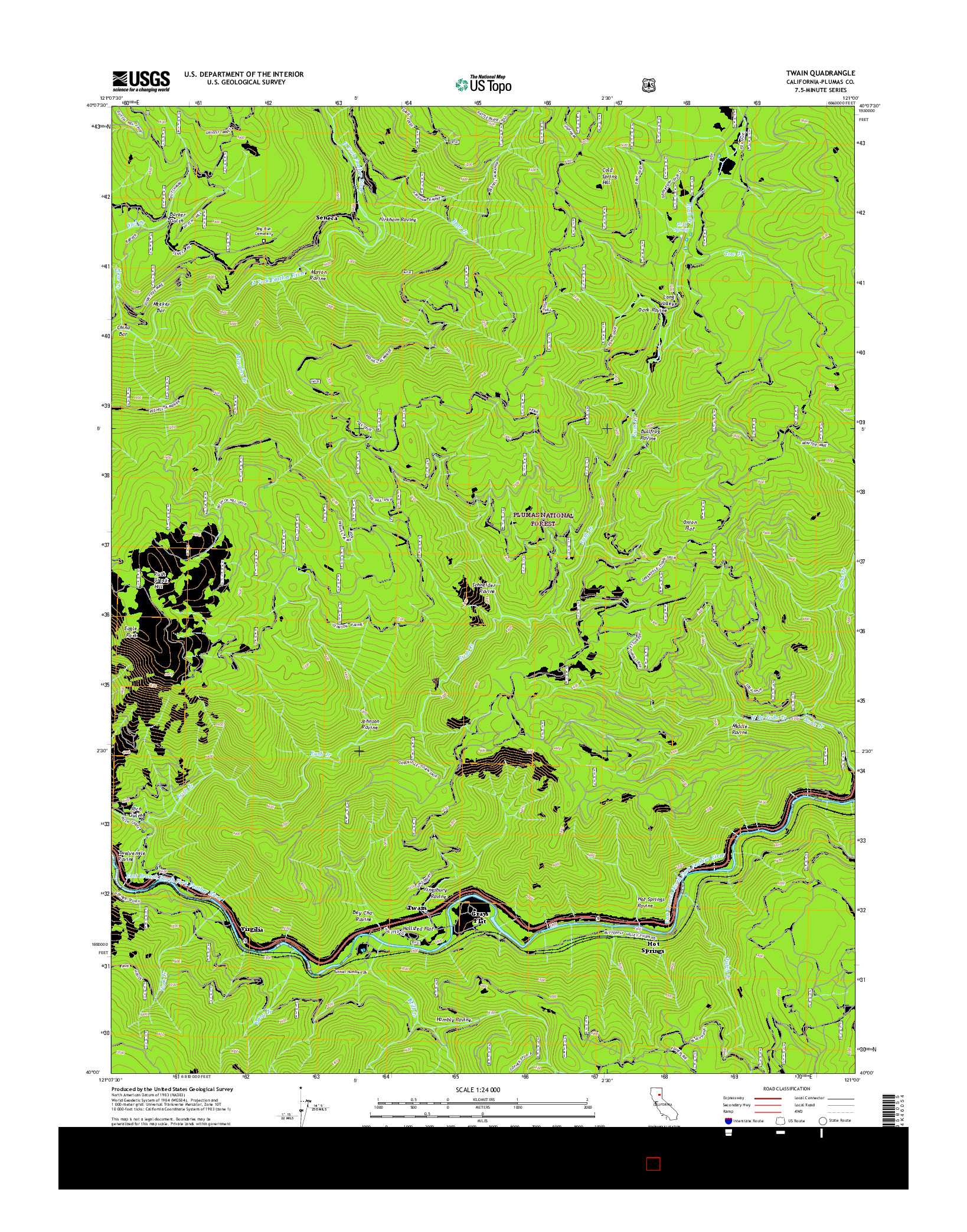 USGS US TOPO 7.5-MINUTE MAP FOR TWAIN, CA 2015