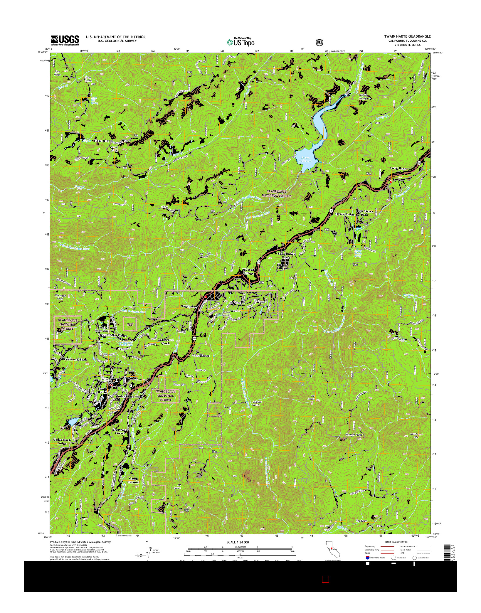 USGS US TOPO 7.5-MINUTE MAP FOR TWAIN HARTE, CA 2015