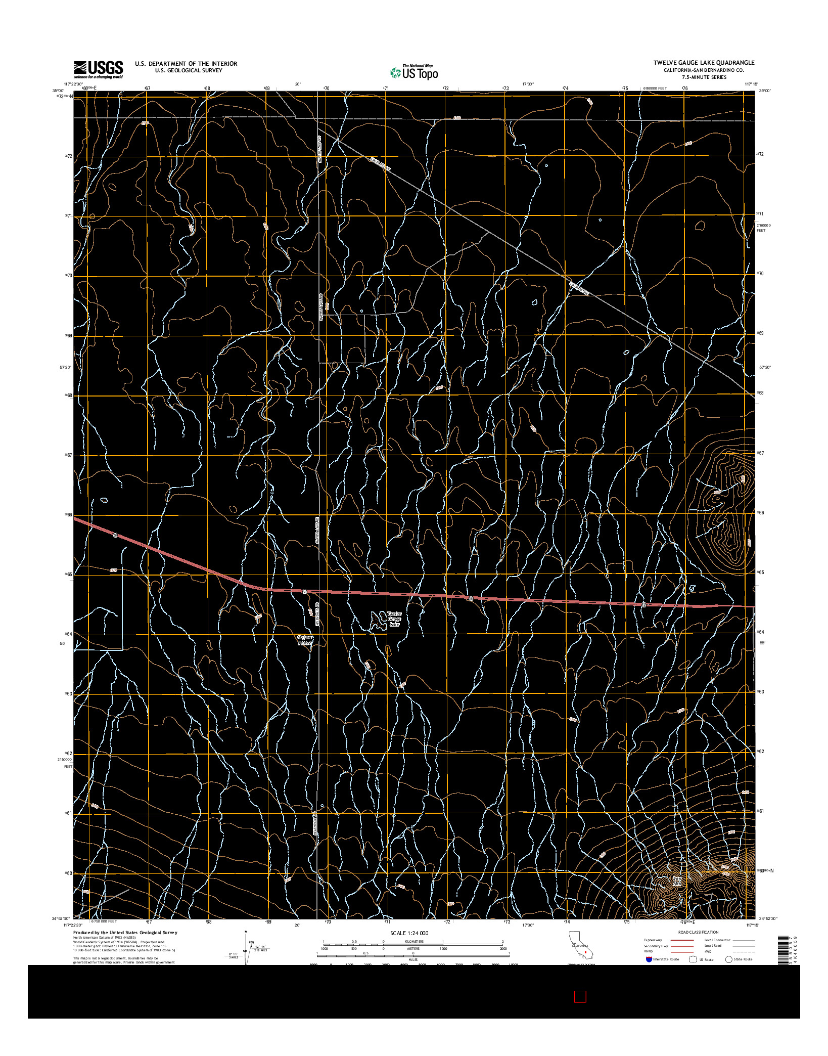 USGS US TOPO 7.5-MINUTE MAP FOR TWELVE GAUGE LAKE, CA 2015