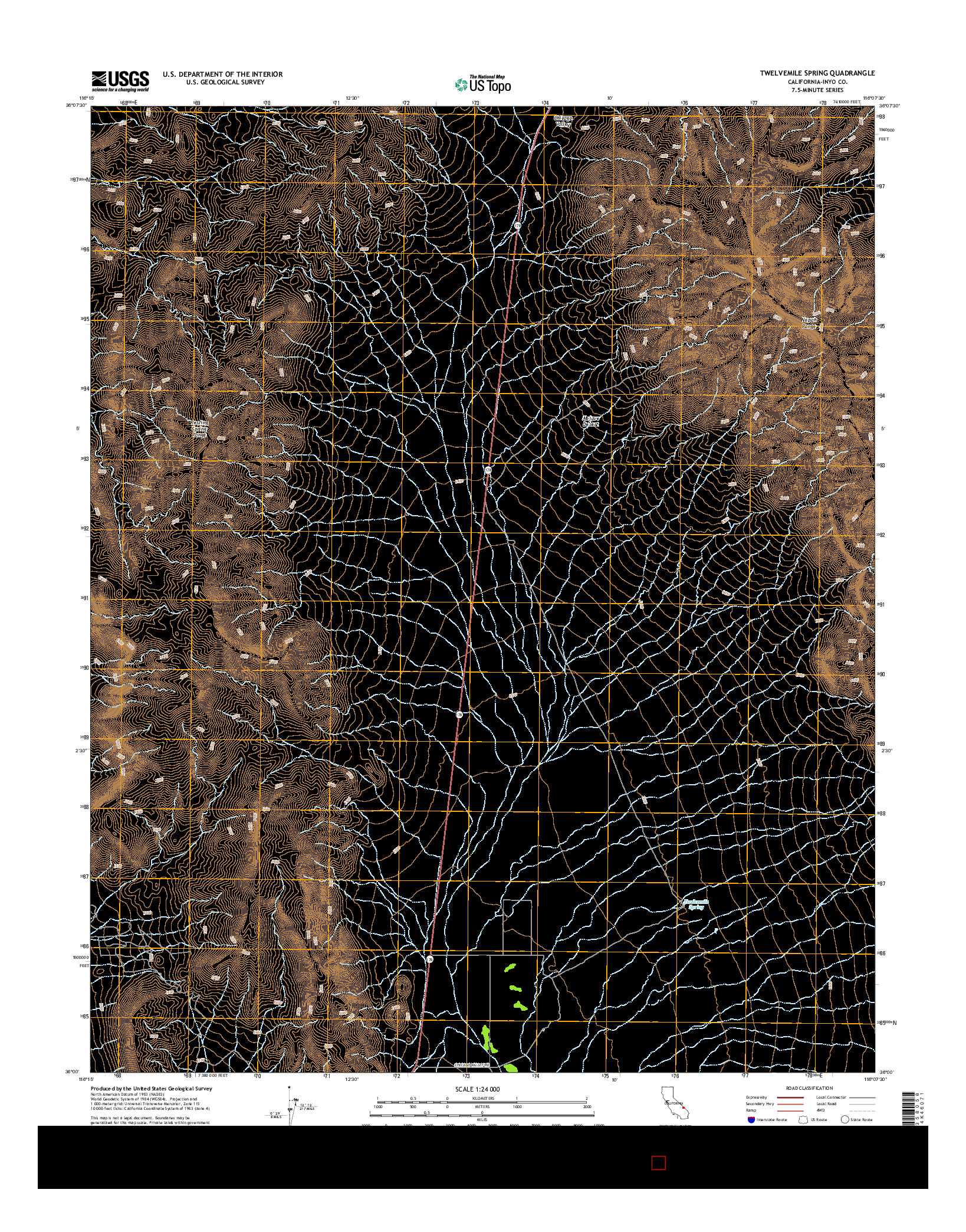 USGS US TOPO 7.5-MINUTE MAP FOR TWELVEMILE SPRING, CA 2015