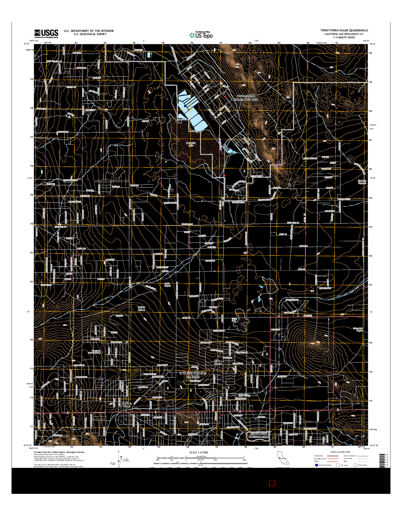 USGS US TOPO 7.5-MINUTE MAP FOR TWENTYNINE PALMS, CA 2015