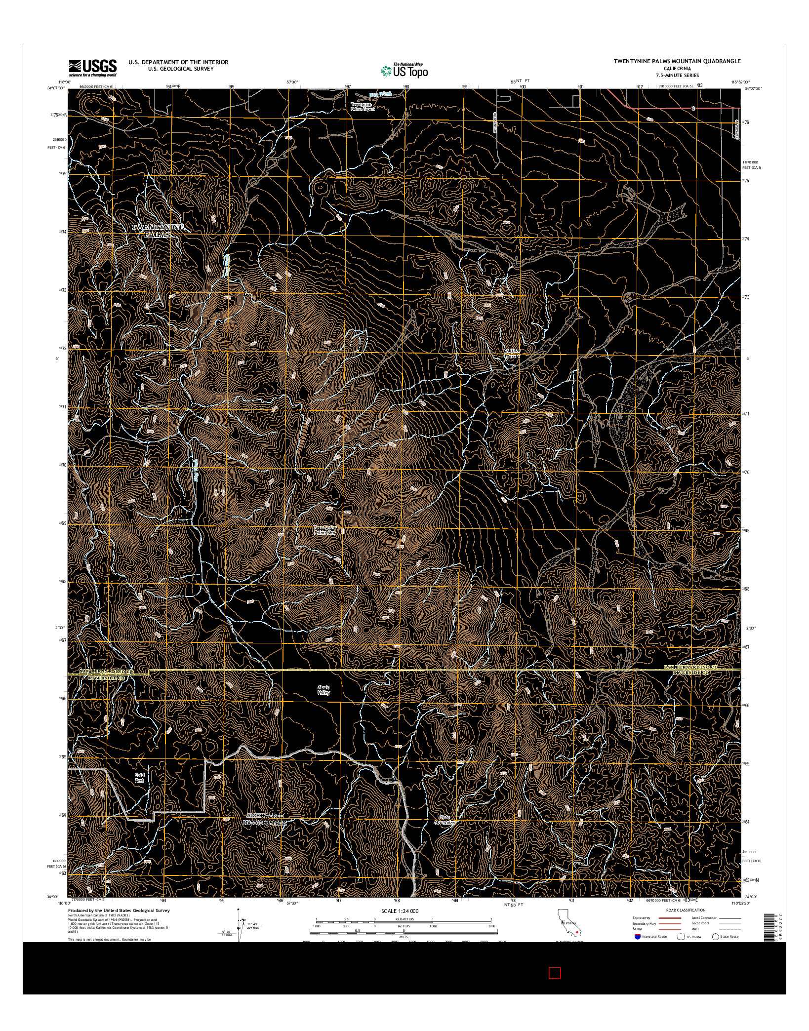 USGS US TOPO 7.5-MINUTE MAP FOR TWENTYNINE PALMS MOUNTAIN, CA 2015