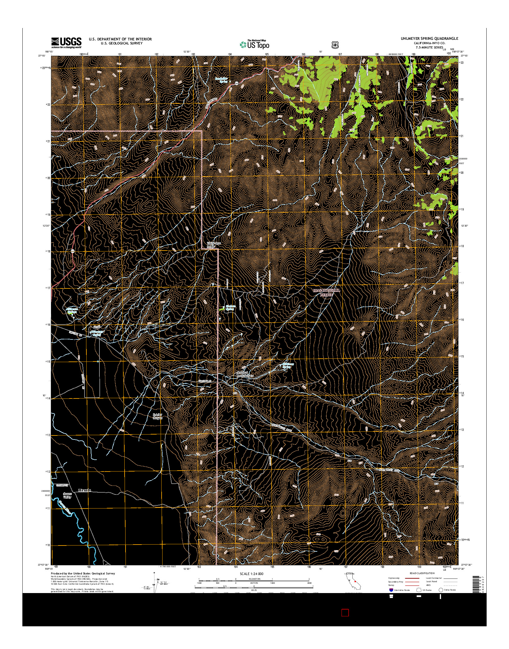 USGS US TOPO 7.5-MINUTE MAP FOR UHLMEYER SPRING, CA 2015