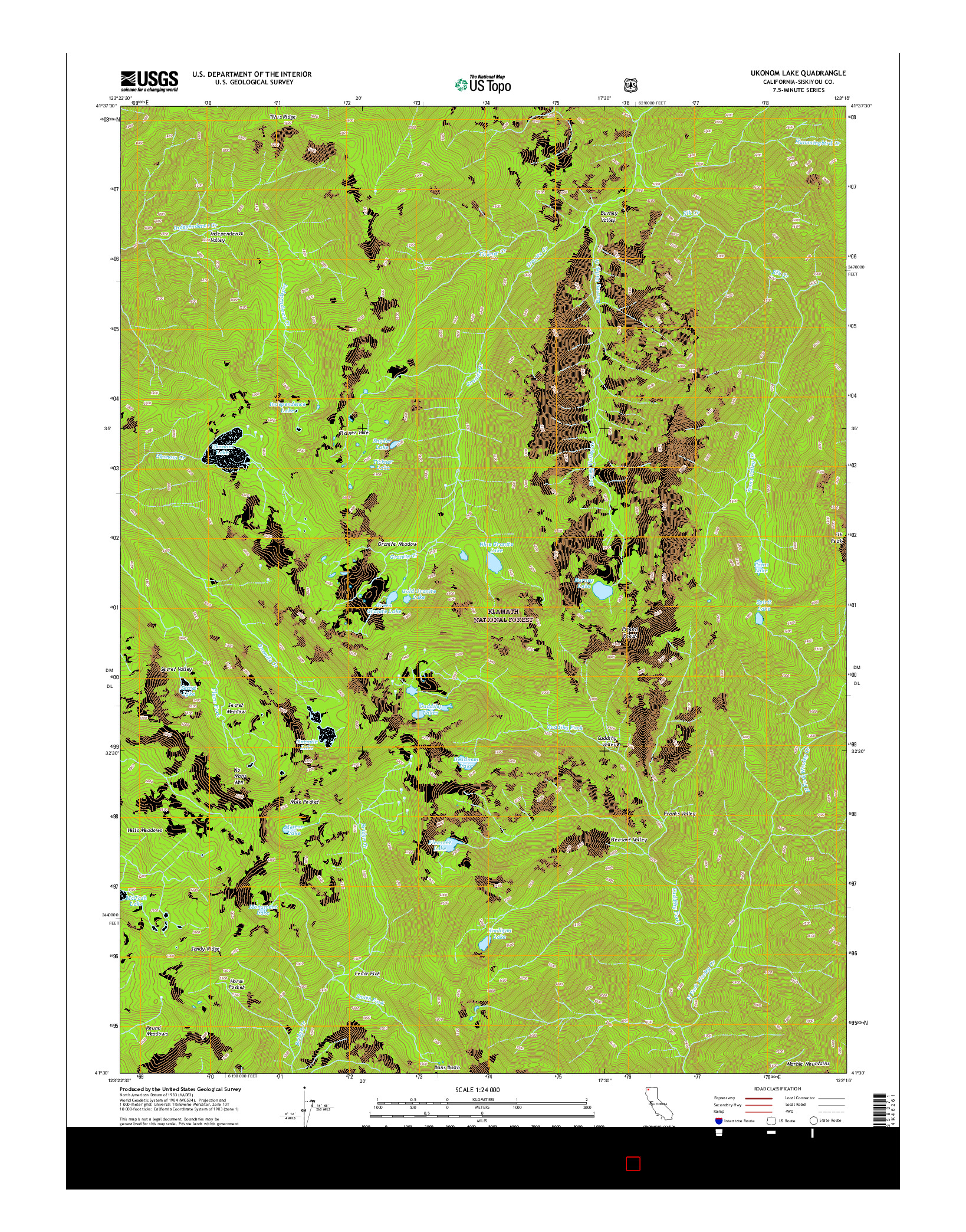 USGS US TOPO 7.5-MINUTE MAP FOR UKONOM LAKE, CA 2015