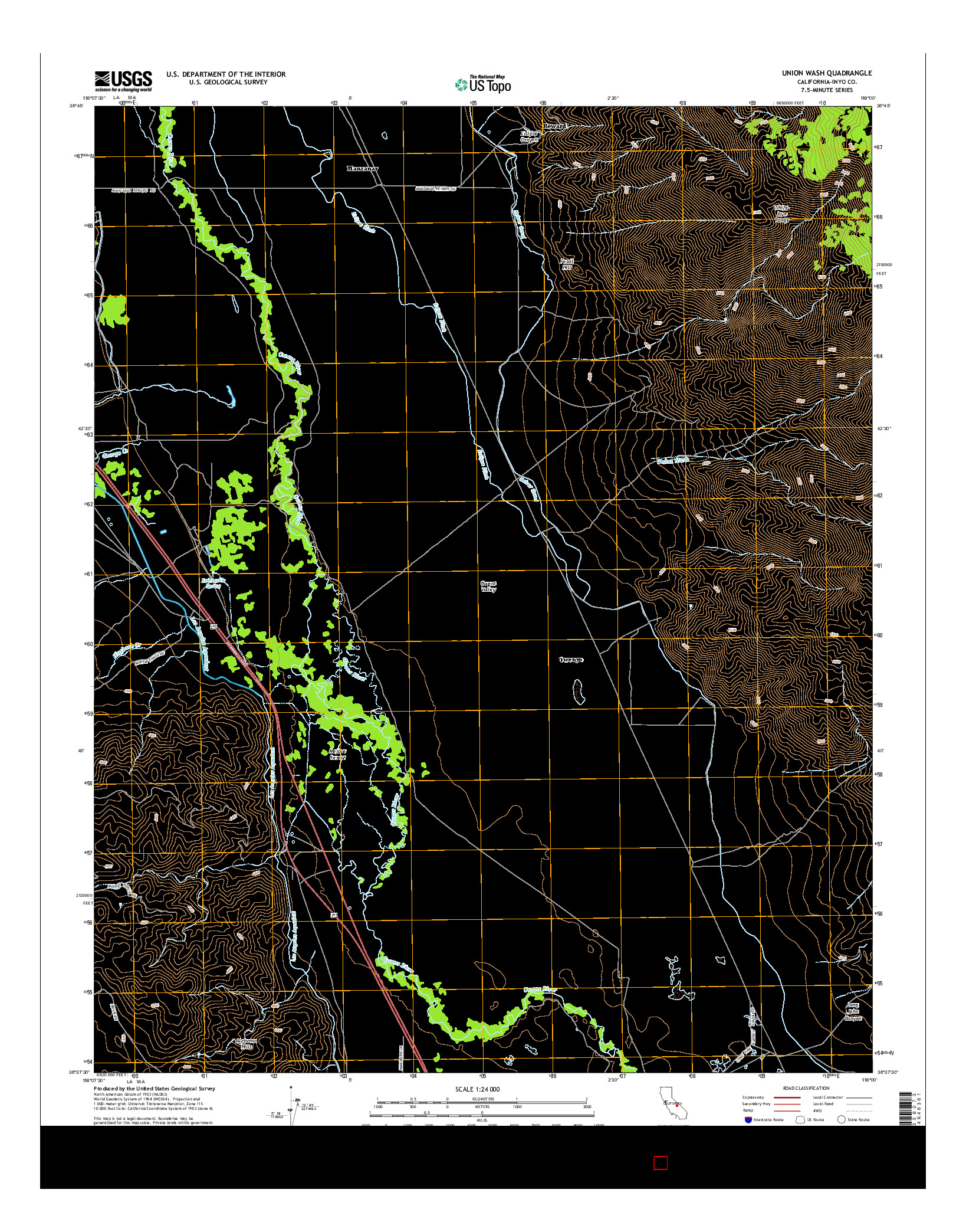 USGS US TOPO 7.5-MINUTE MAP FOR UNION WASH, CA 2015