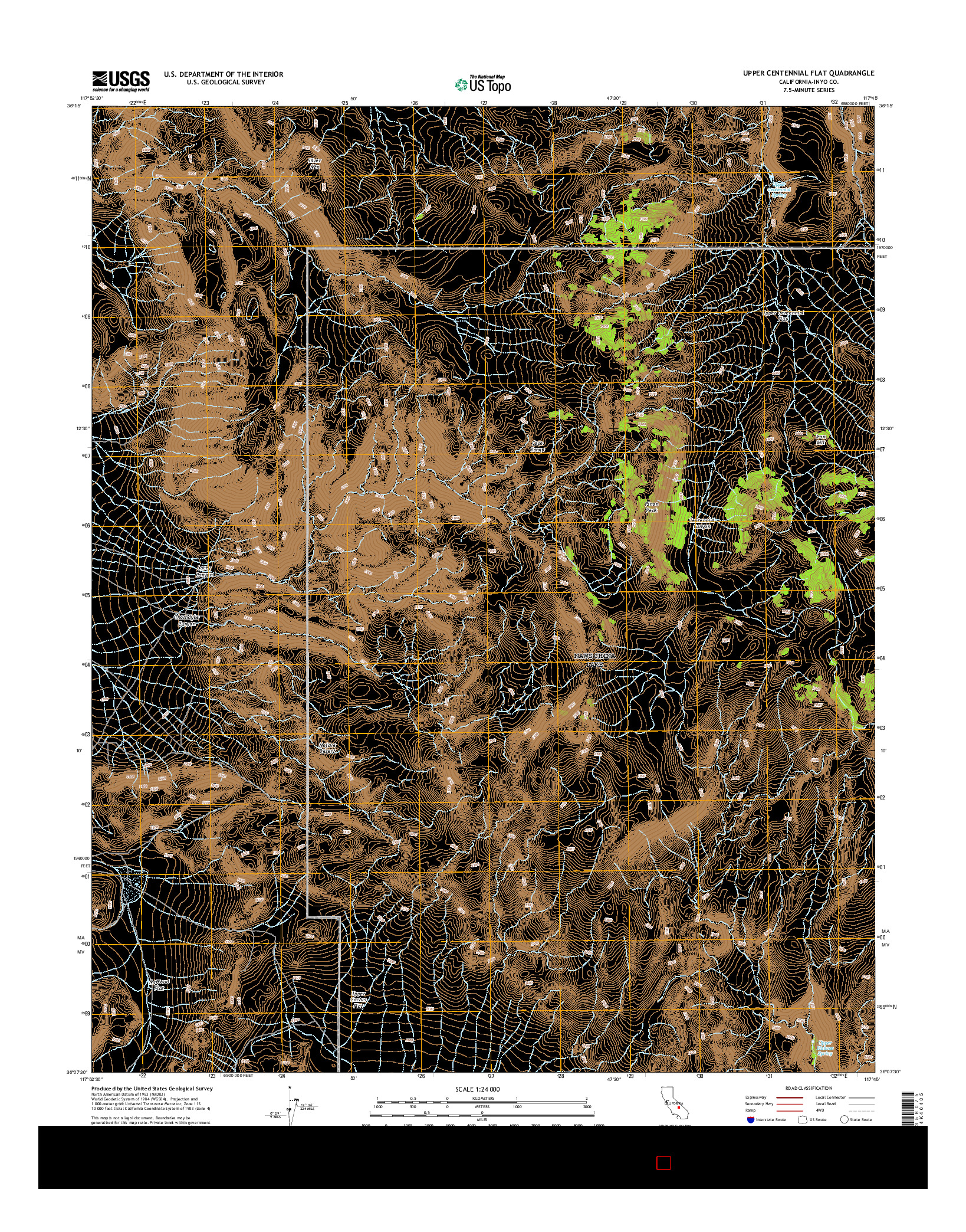 USGS US TOPO 7.5-MINUTE MAP FOR UPPER CENTENNIAL FLAT, CA 2015