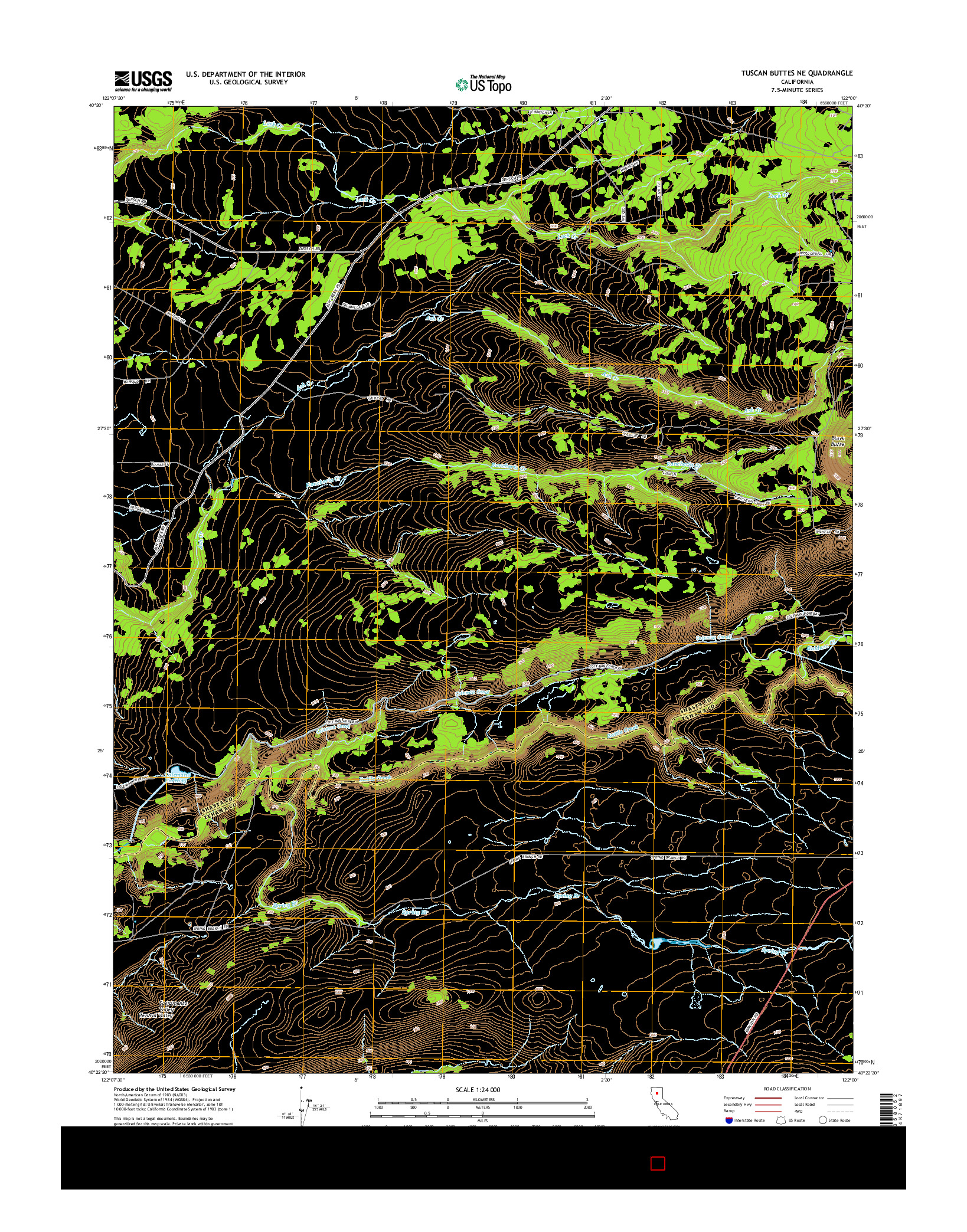 USGS US TOPO 7.5-MINUTE MAP FOR TUSCAN BUTTES NE, CA 2015